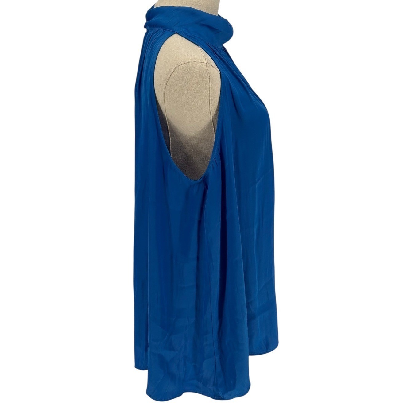 Ann Taylor Factory Blue Mock Neck Sleeveless Blouse Women’s Size XL