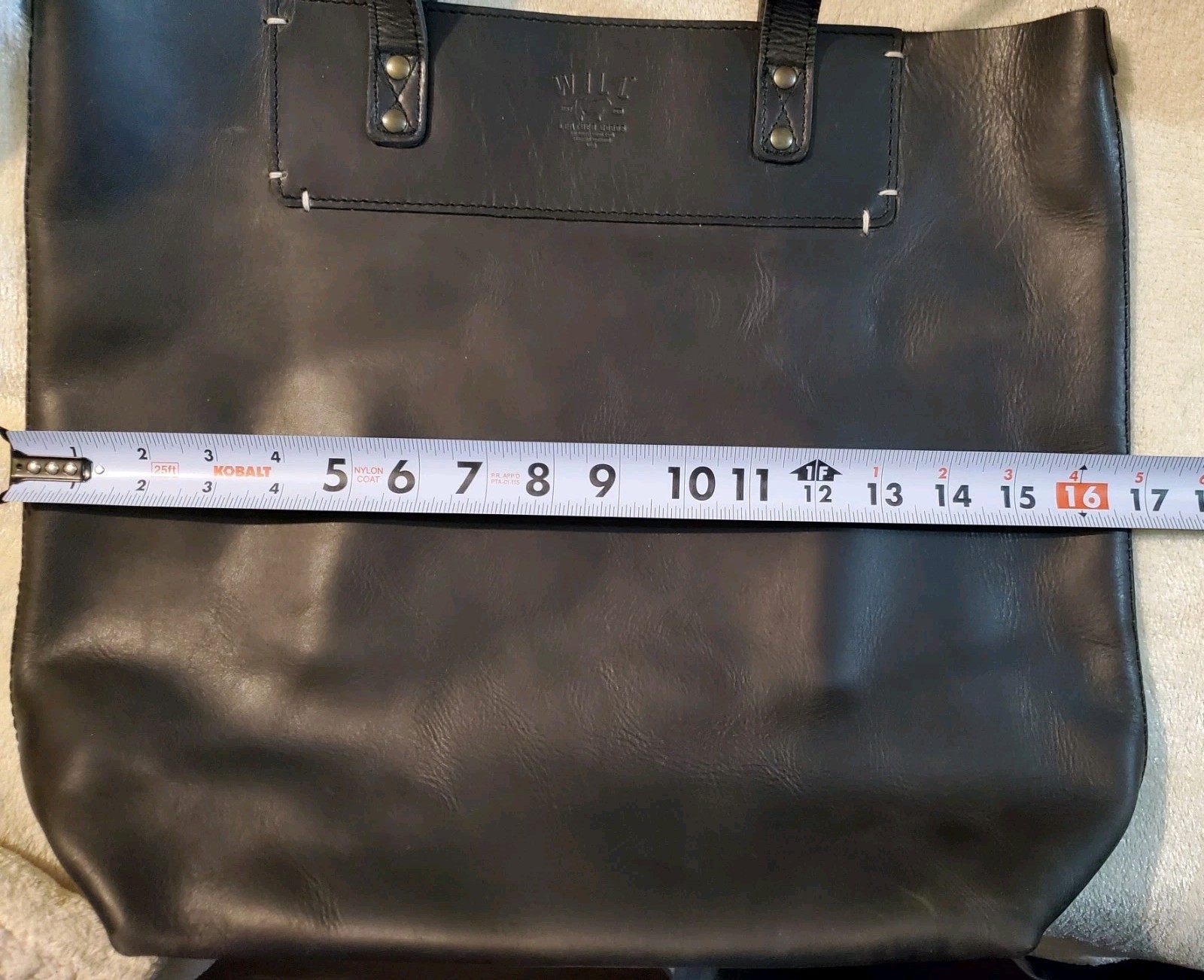 XLarge Will Leather Goods BLACK GENUINE LEATHER SHOULDER BAG HANDBAG PURSE TOTE