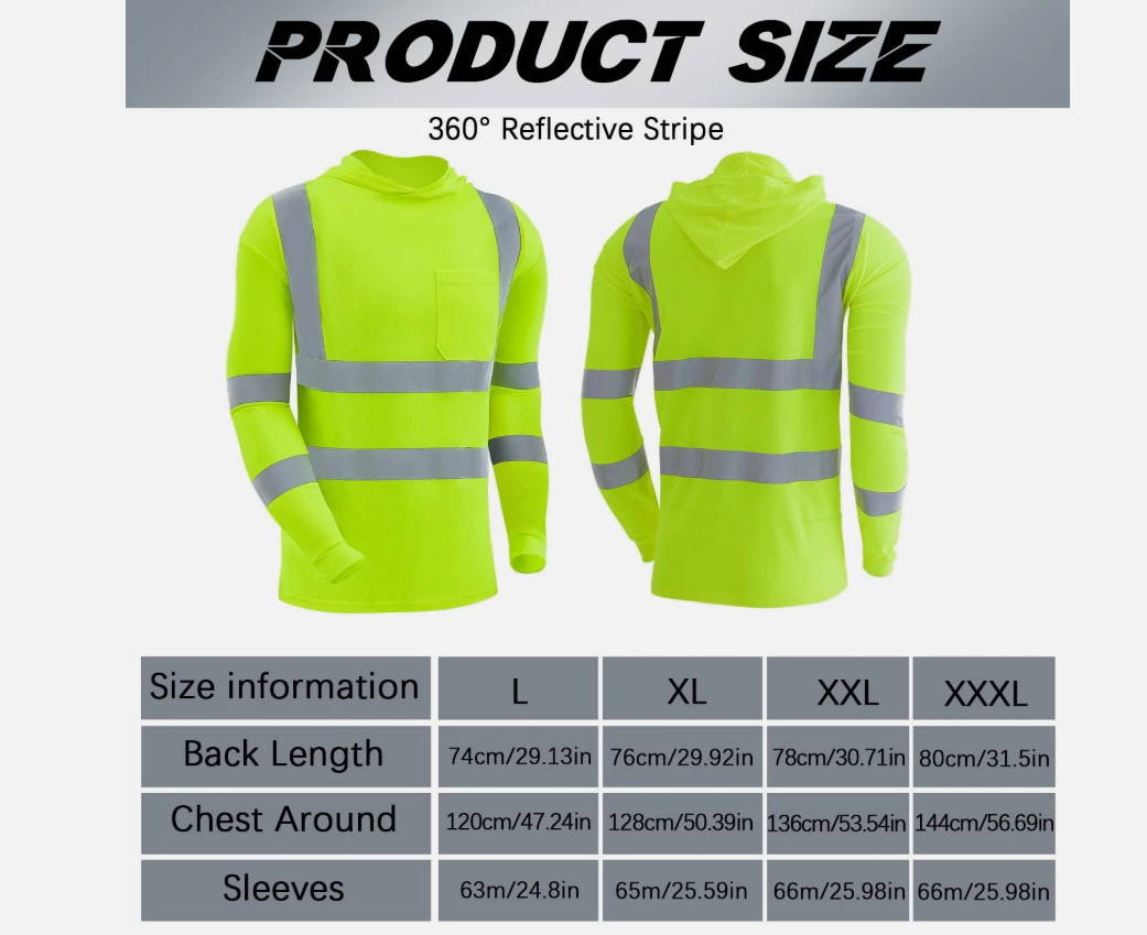 4 pack Hiv long sleeve Safety shirt hooded with reflective tape dry fit