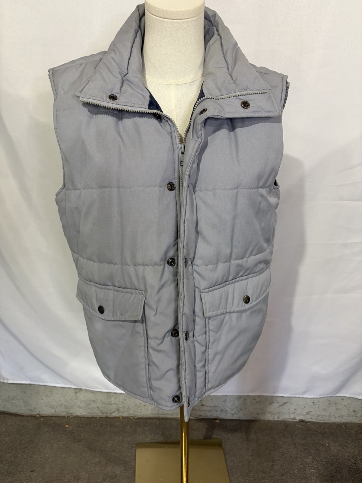 VTG 1970s Sears Outerwear Vest Durable Insulated Snap Button And Zip Mens Medium