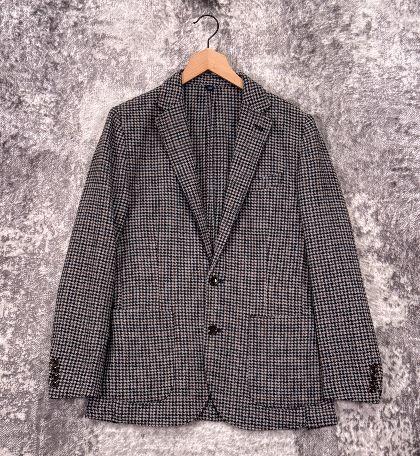 J Crew Thompson Blazer 36R Men Wool Houndstooth Unstructured Patch Pocket Jacket