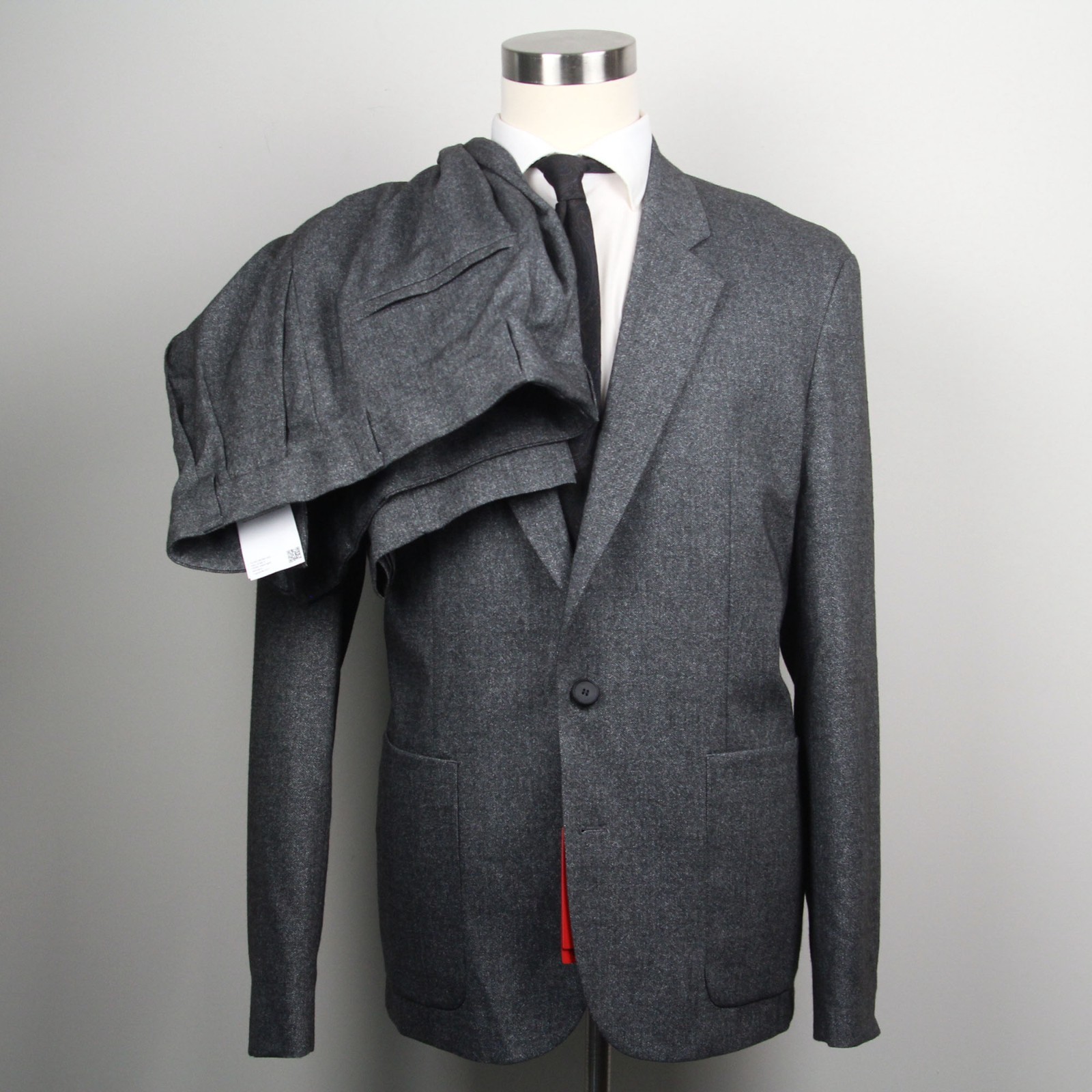 HUGO by Hugo Boss Mens Gray Modern Fit 2Pc Suit Patch Pocket 40S Pants 34W 29L