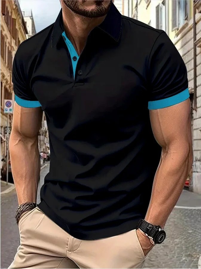 Men’s Trendy Short Sleeve Polo Shirt Casual T-shirt Tee Summer Fashion Gym Gift
