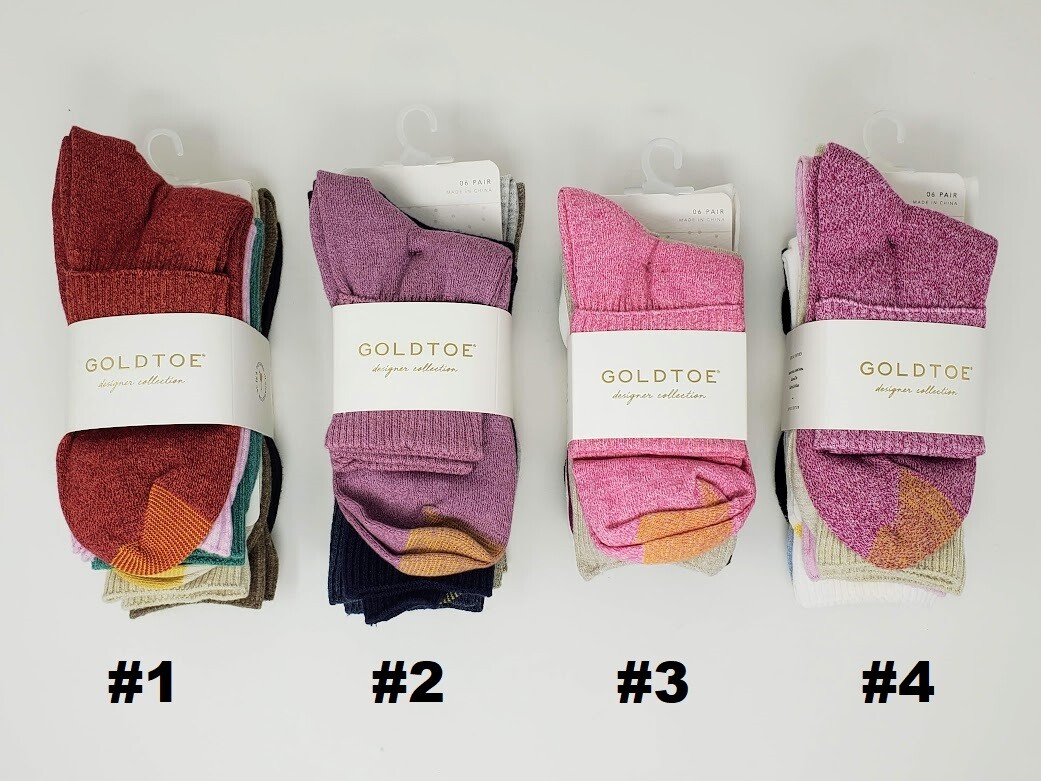 GOLD TOE Women 6 pack Turn Cuff Multi Color Socks, Size 9-11 fits shoe size 6-9