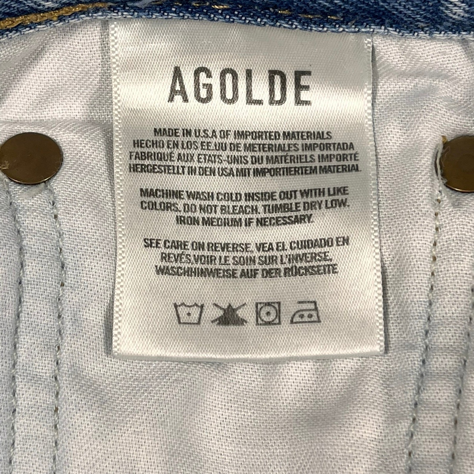 Agolde Riley High Rise Straight Crop Jeans Light Indigo Raw Hem Women’s 27×26