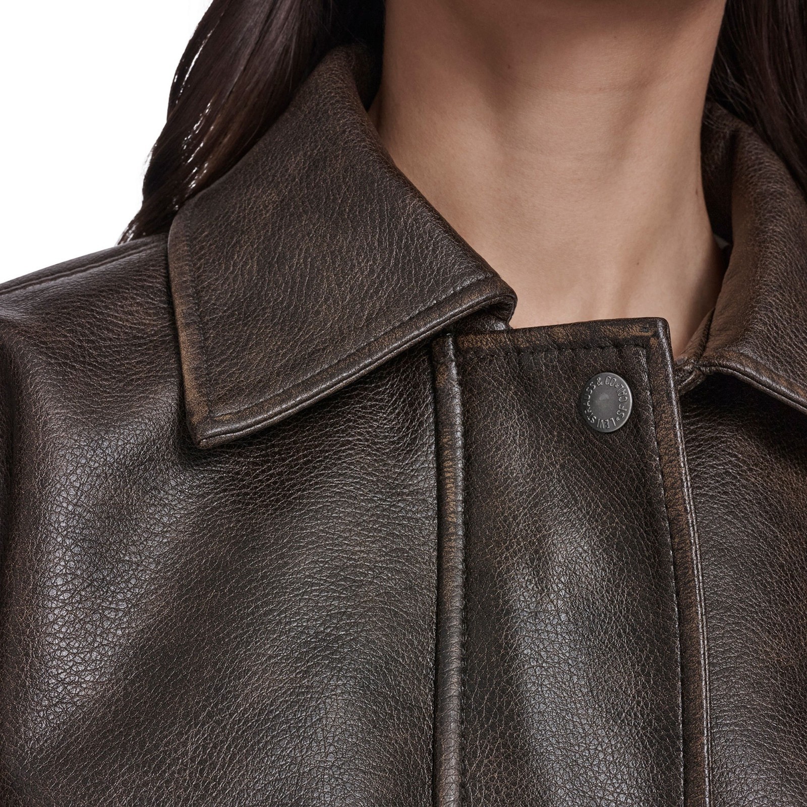 Women Real Leather Jacket Brown Distressed Oversized Bomber Zip Coat