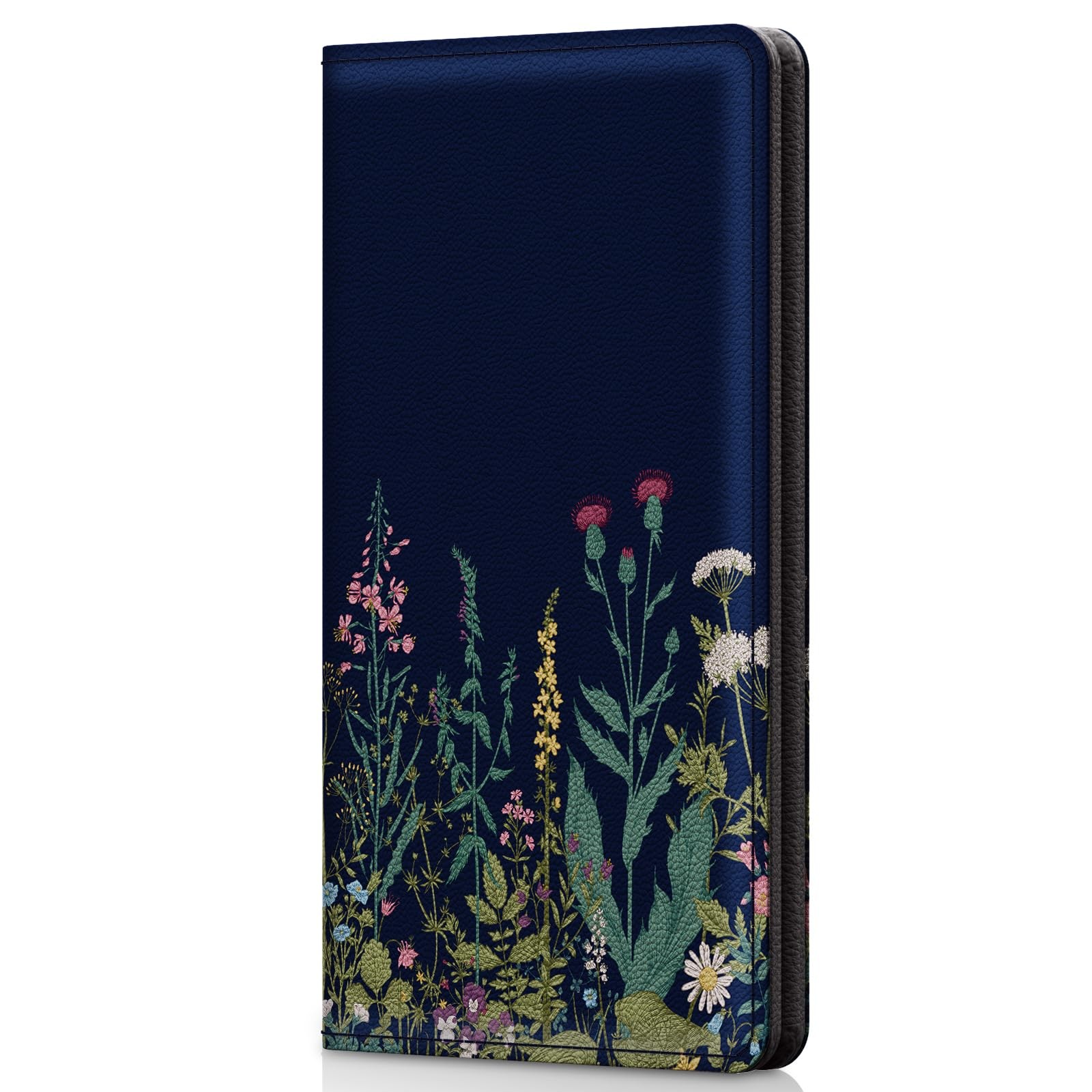 Checkbook Cover Patterned PU Leather Pen Holder Built-in Clear Plastic Divider
