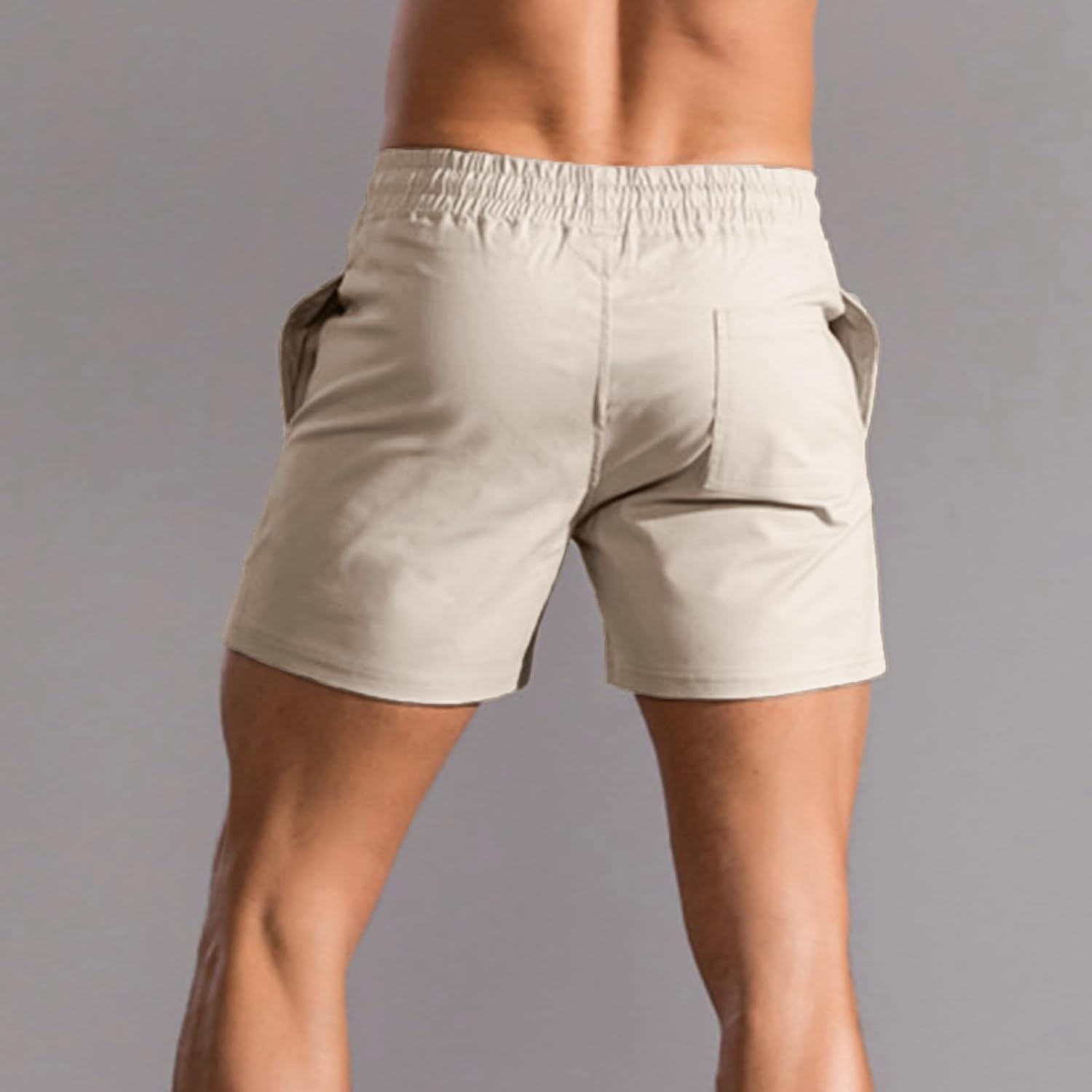 Mens Cotton 5-Inch Inseam Shorts Classic Fit Elastic Waist Casual Summer Workout
