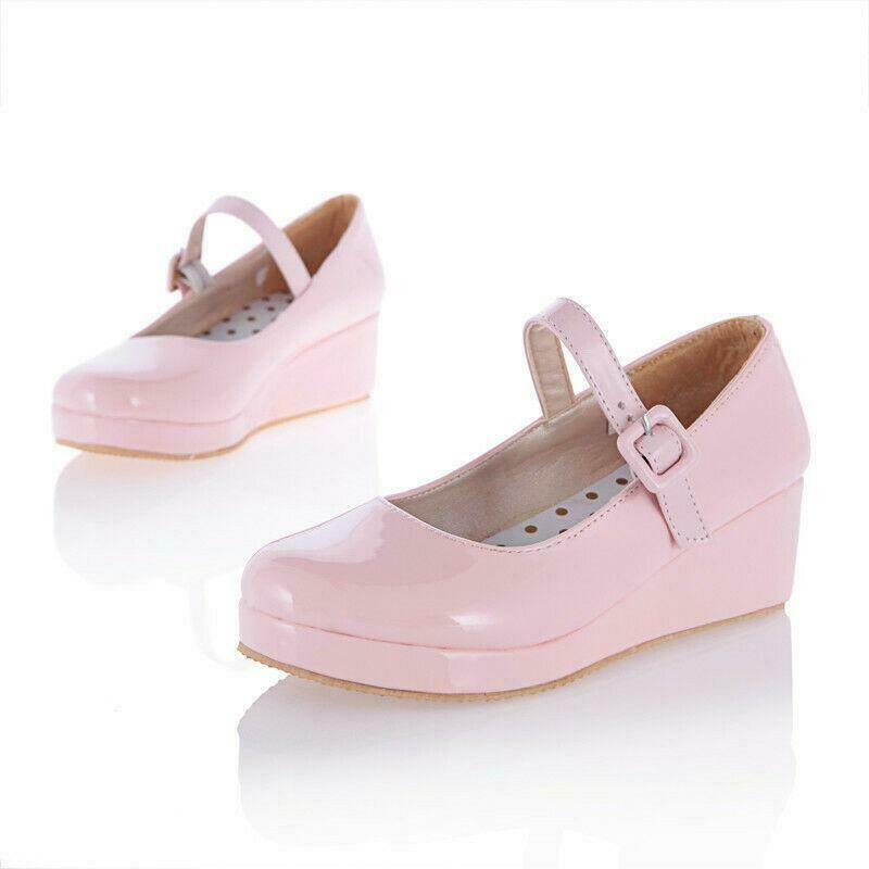 Women’s Platform Wedge Dress Ankle Strap Mary Jane lolita shoes