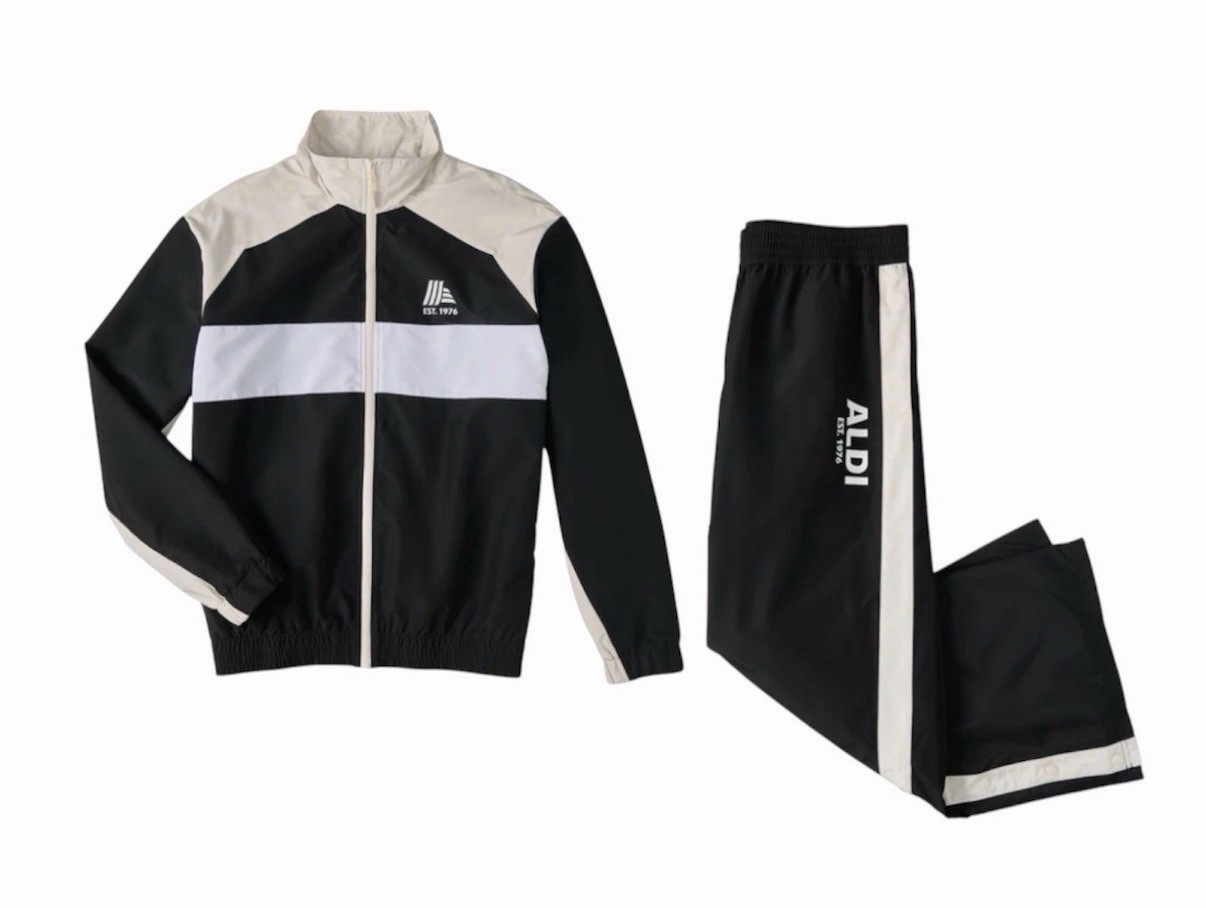 Aldi Gear Tracksuit Set L Windbreaker Jacket Pants Black White 50th Anniversary