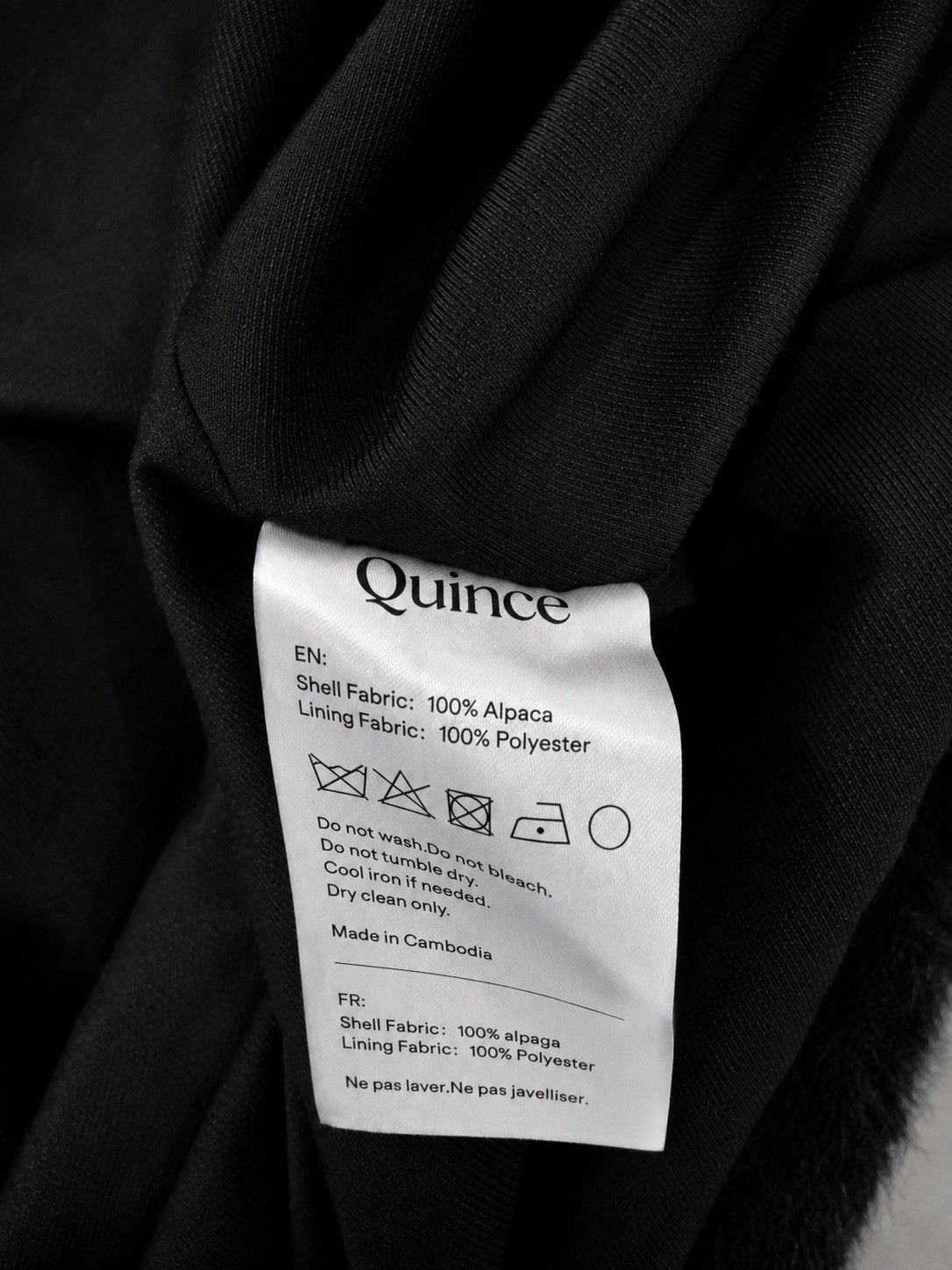 NWT Quince 100% Alpaca Wool Stand Collar Coat Black S