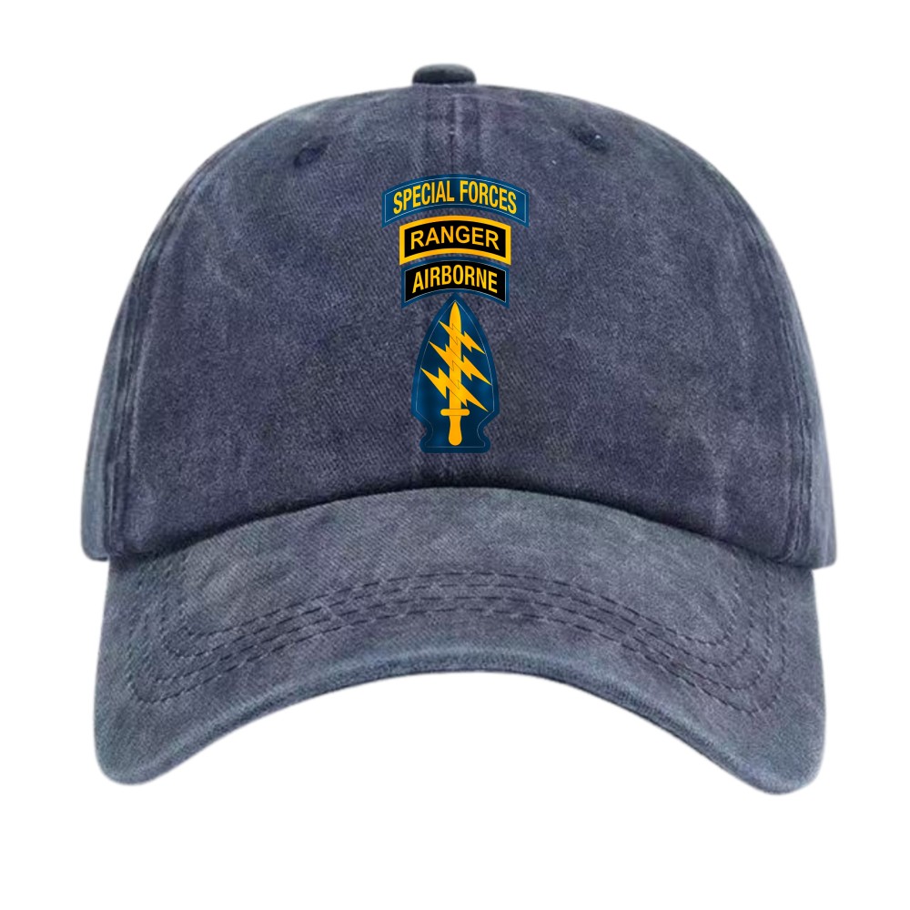 Special Forces Ranger Airborne Vintage Dad Hat,US Army Elite Unit Distressed Cap