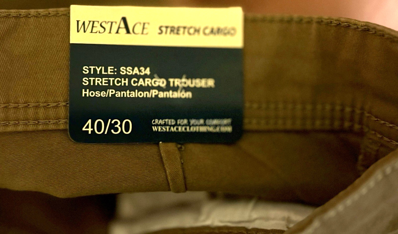 WestAce Men’s Premium Regular Fit Stretch Cargo Pants Tan Size 40/30 NWT