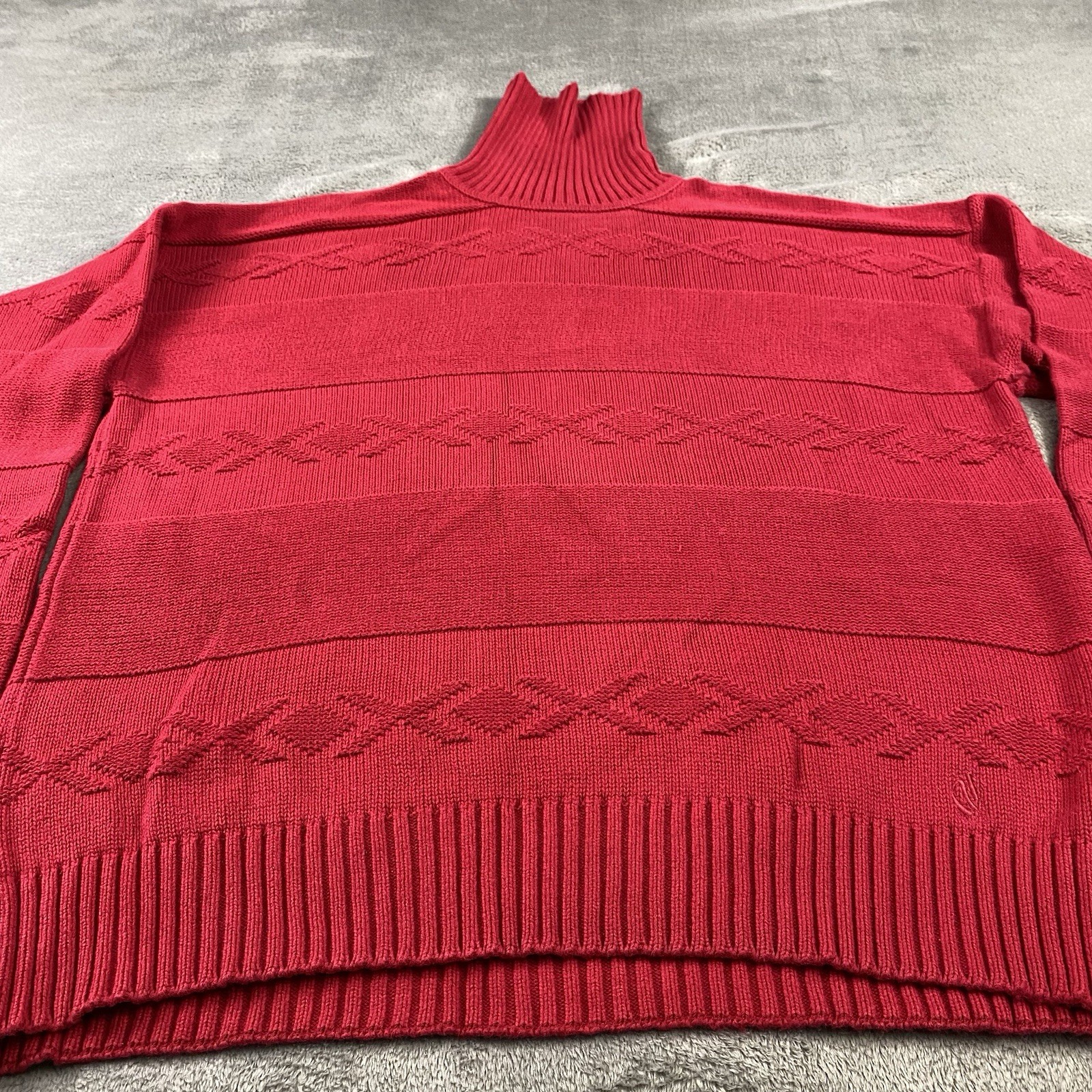 NAUTICA Sweater Mens L Turtleneck Cable Knit 100% Cotton Fisherman 90s Y2k VTG