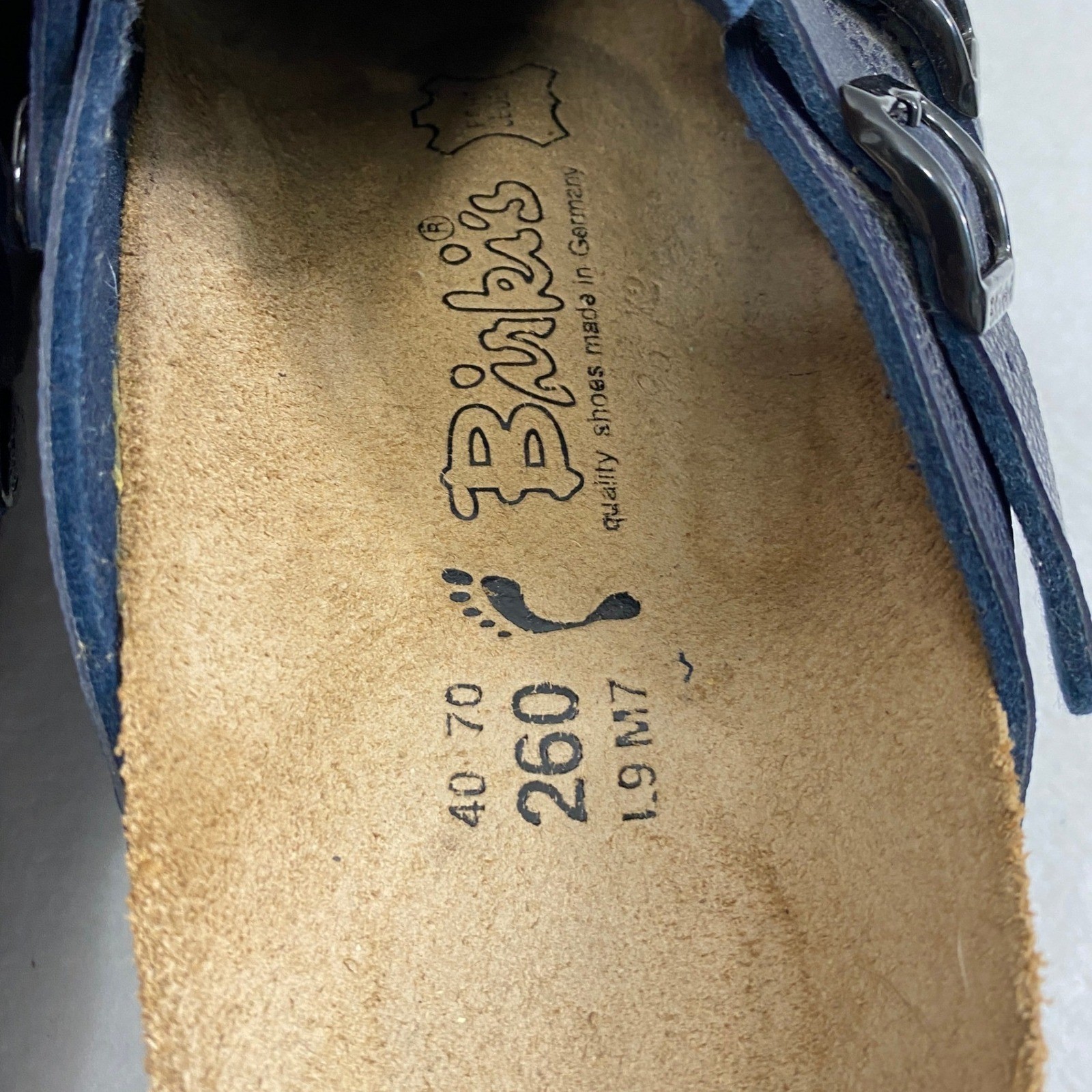 Birkenstock Birki’s Clogs W 9 / M 7 Maria Navy Blue Pebble Double Buckle Leather