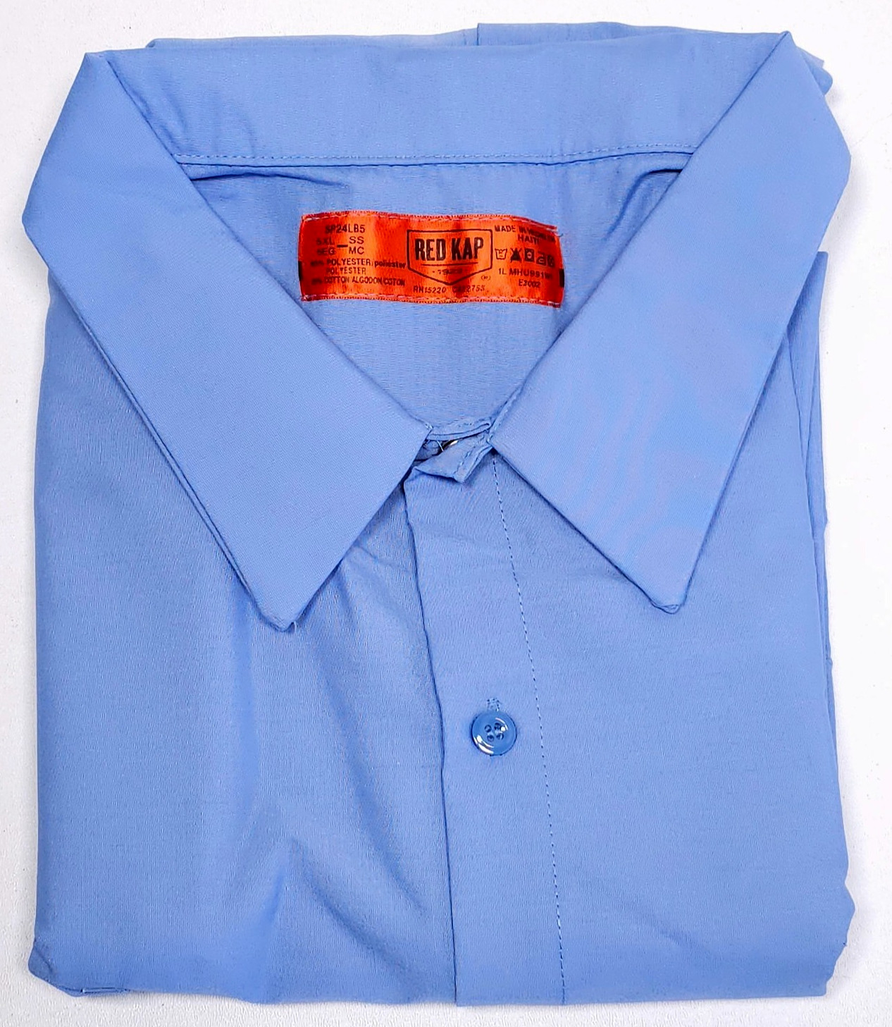 NEW Red Kap Men’s Short Sleeve Industrial Work Shirt Size 5XL Lt. Blue SP24LB5