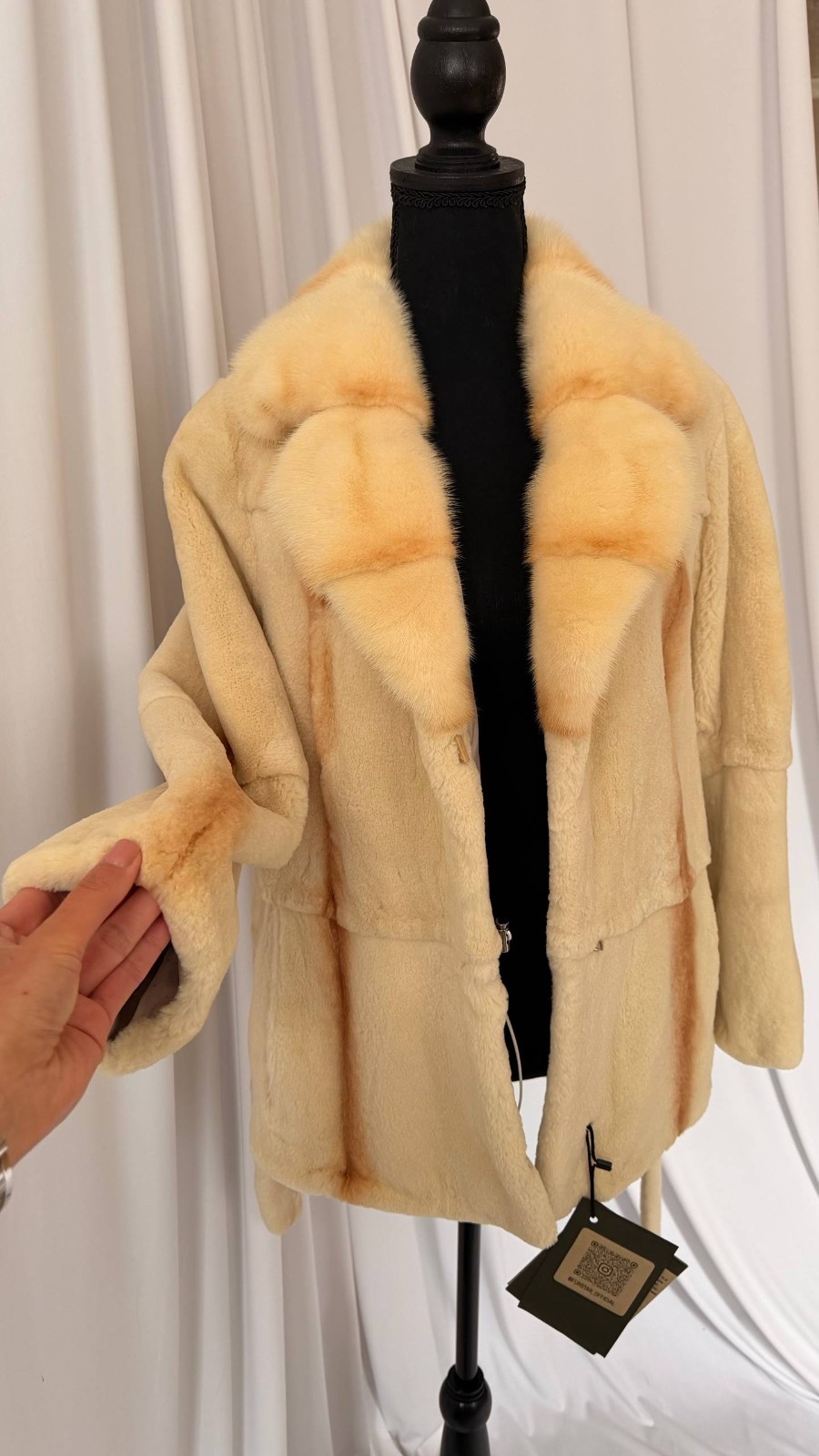 New Luxury Real Mink & Sheared Beaver Fur Coat Belted 1201204 Size M