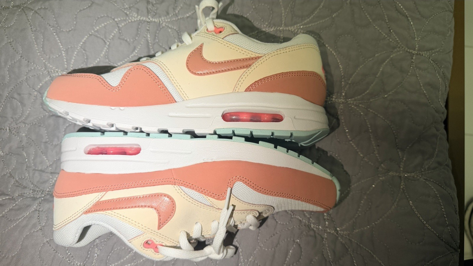 Nike Air Max 1 GS Sneaker Pink White Beige Light Blue Low Top kids US 7