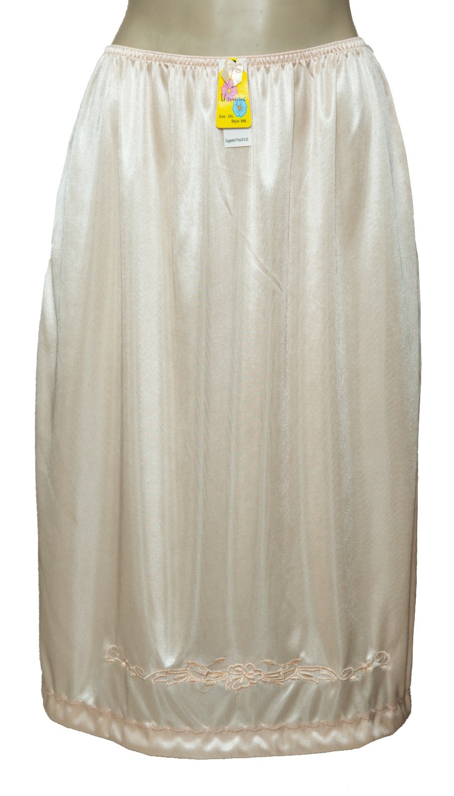 Women Half Slip 25″ Length White Beige Black Side Open Slits S M L XL 2X 3X 998