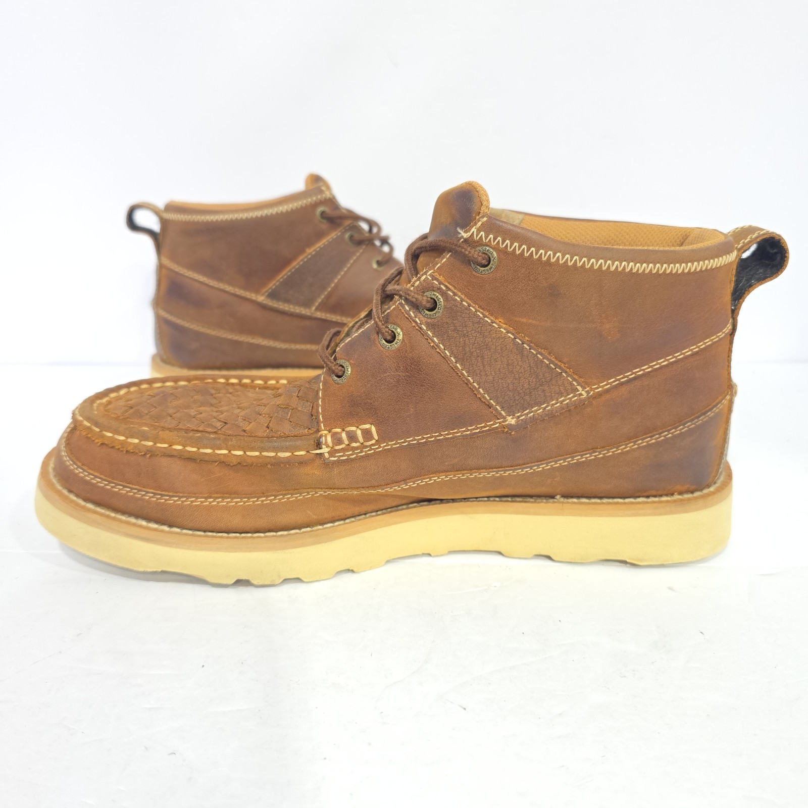 Twisted X Men’s 10 M Basket Weave Moc Toe Wedge Western Chukka Boots MCA0032
