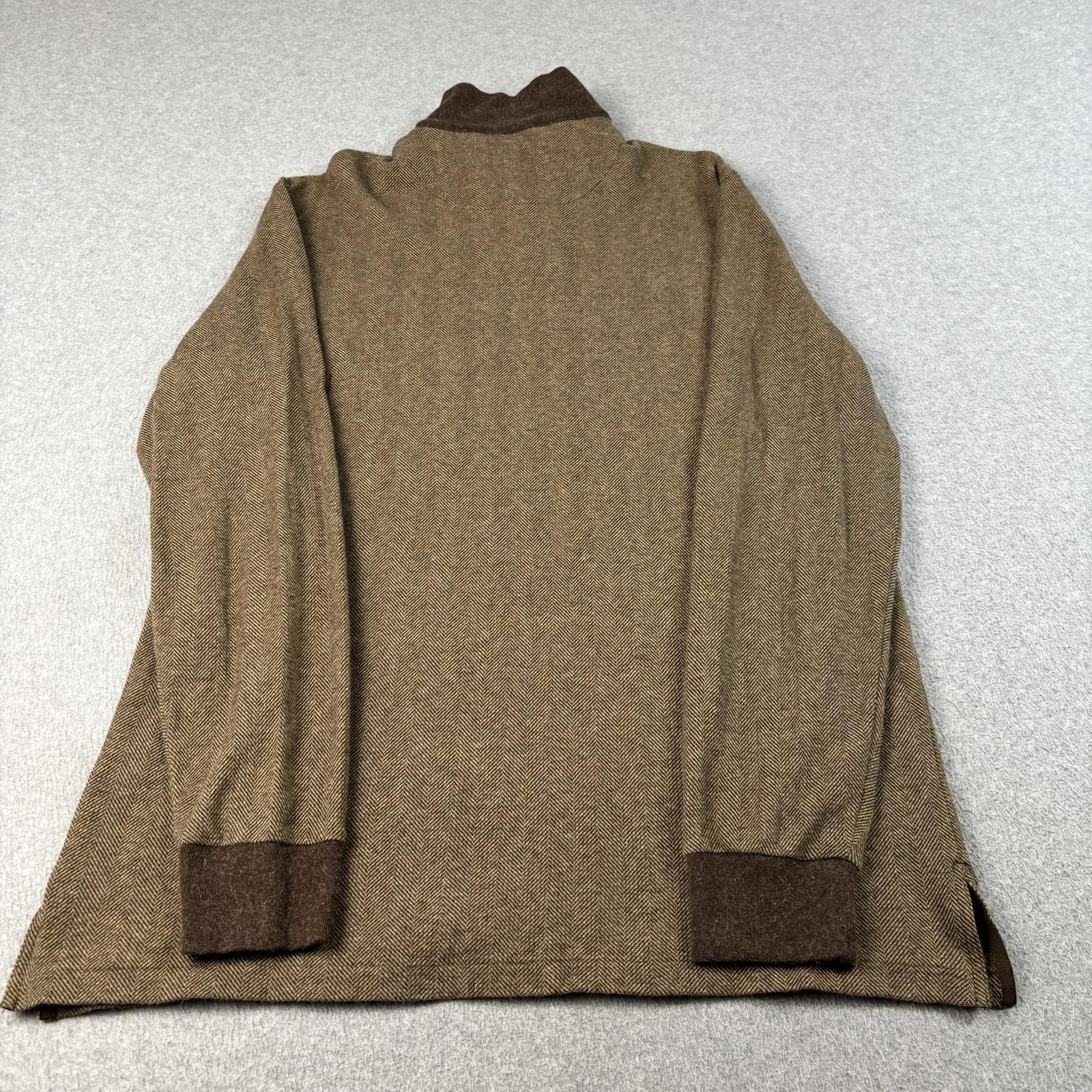Polo Golf Ralph Lauren Sweater Men Large Brown 1/4 Zip Mock Neck Heritage Classi