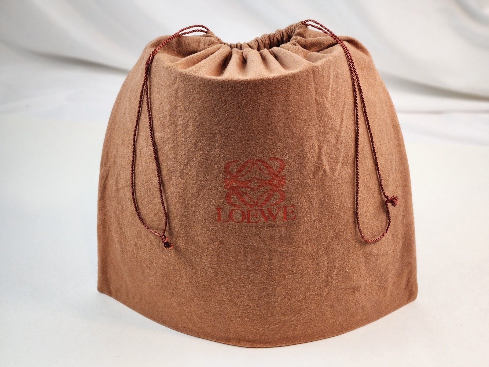 Authentic Loewe Dust Bag ONLY Drawstring 14.5 x 15.5″ Logo Brown Storing Closure