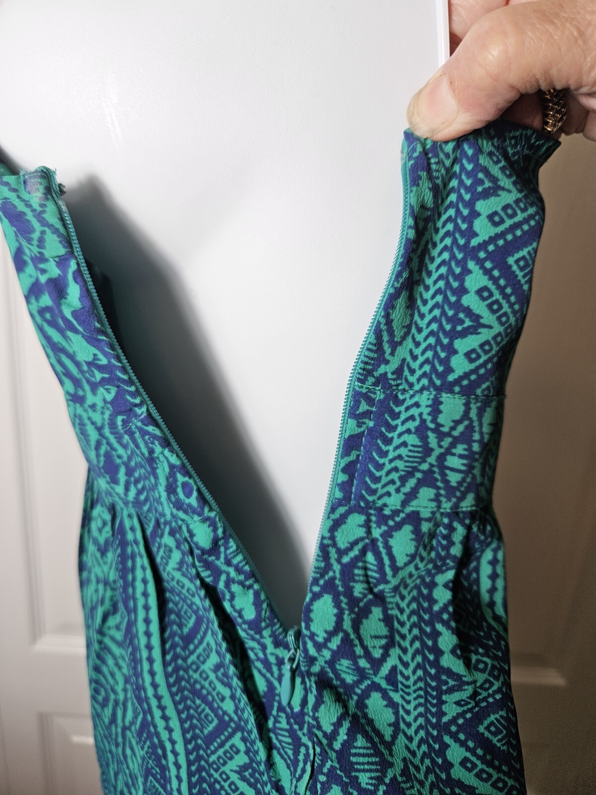 American Eagle Juniors Size XS Teal Green and Blue Boho Summer Top Tierd Ruffle