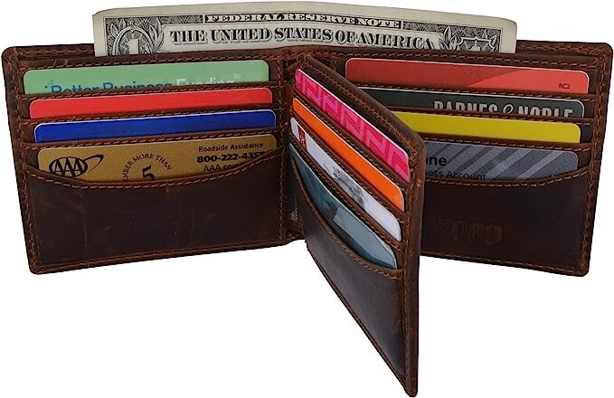 RFID Blocking Slim Thin Bifold Credit Card ID Vintage Leather Wallet for Men…