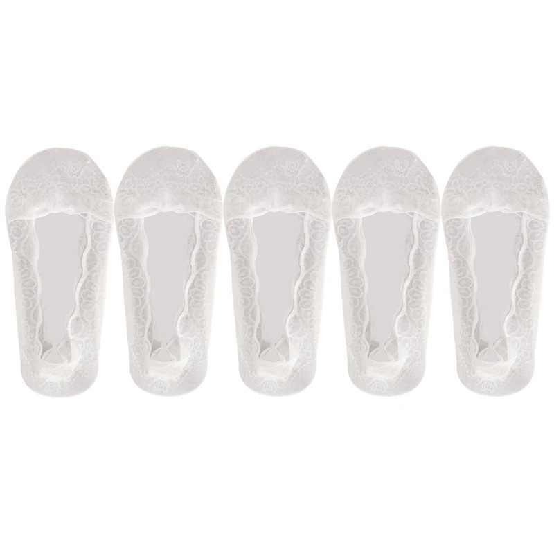 5 Pairs Crew Socks Women Lace Invisible Summer Transparent Short No-Show Ankle