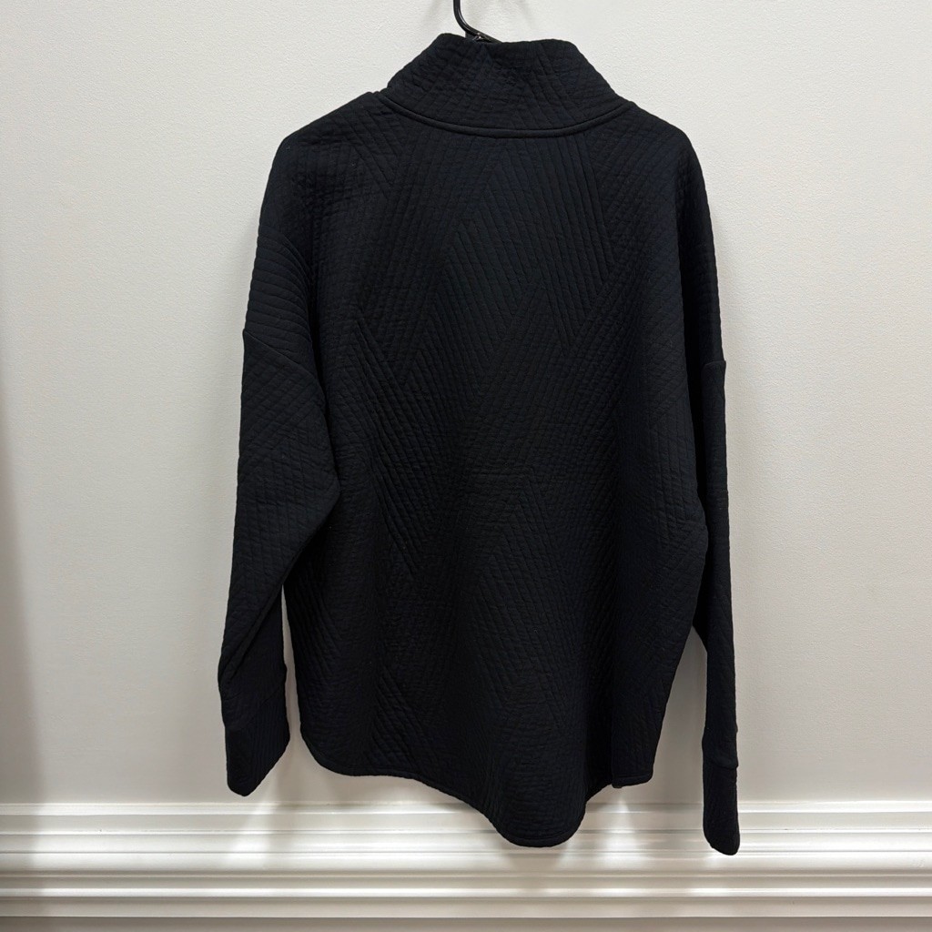 NWT Gap Fit Quilted Jacquard Half-Zip Pullover in Black Sz XL!