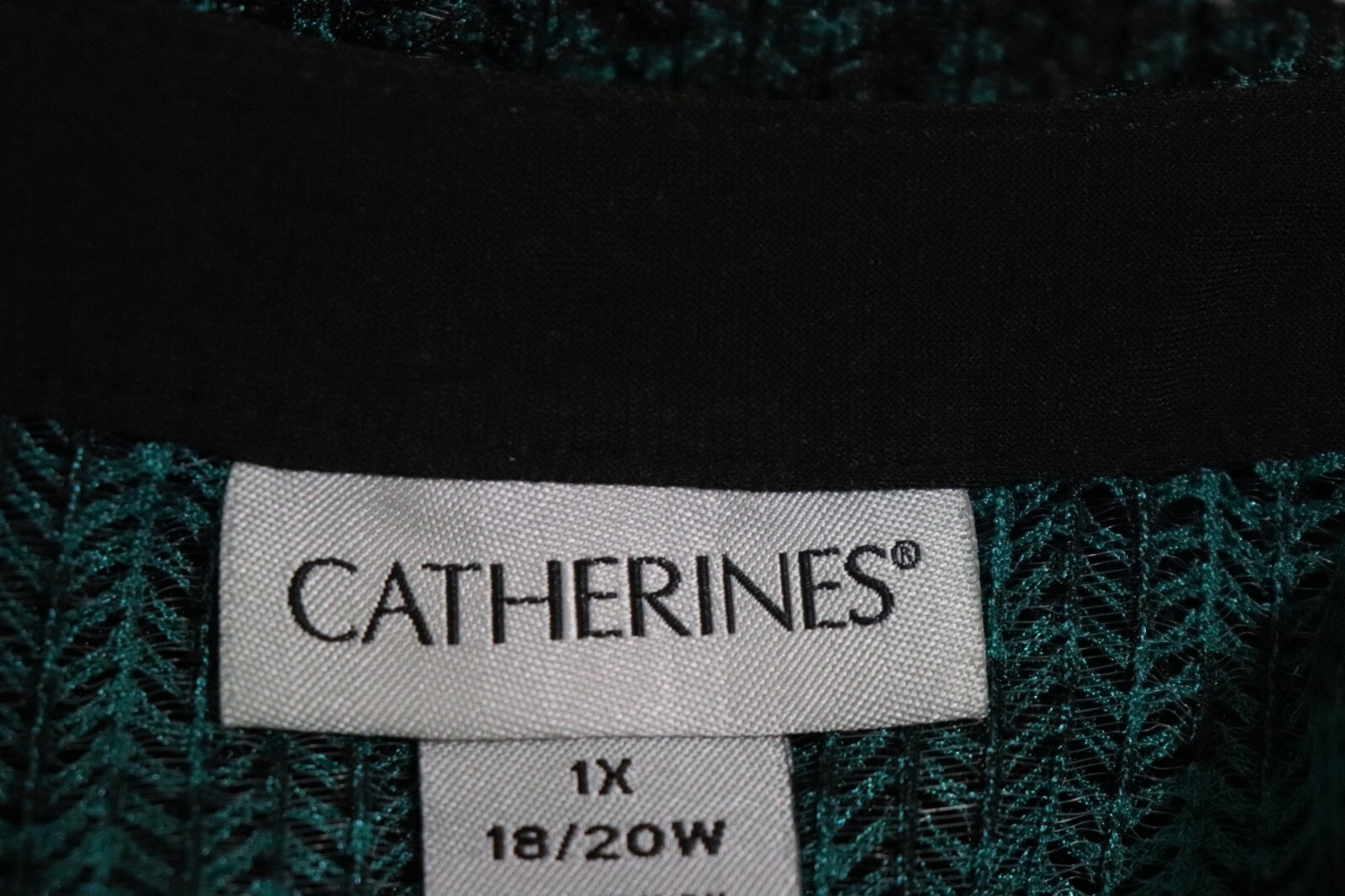 Catherines Mesh Cardigan Women Size 1X 18 20 Green Black Open Top 3/4 Sleeve New