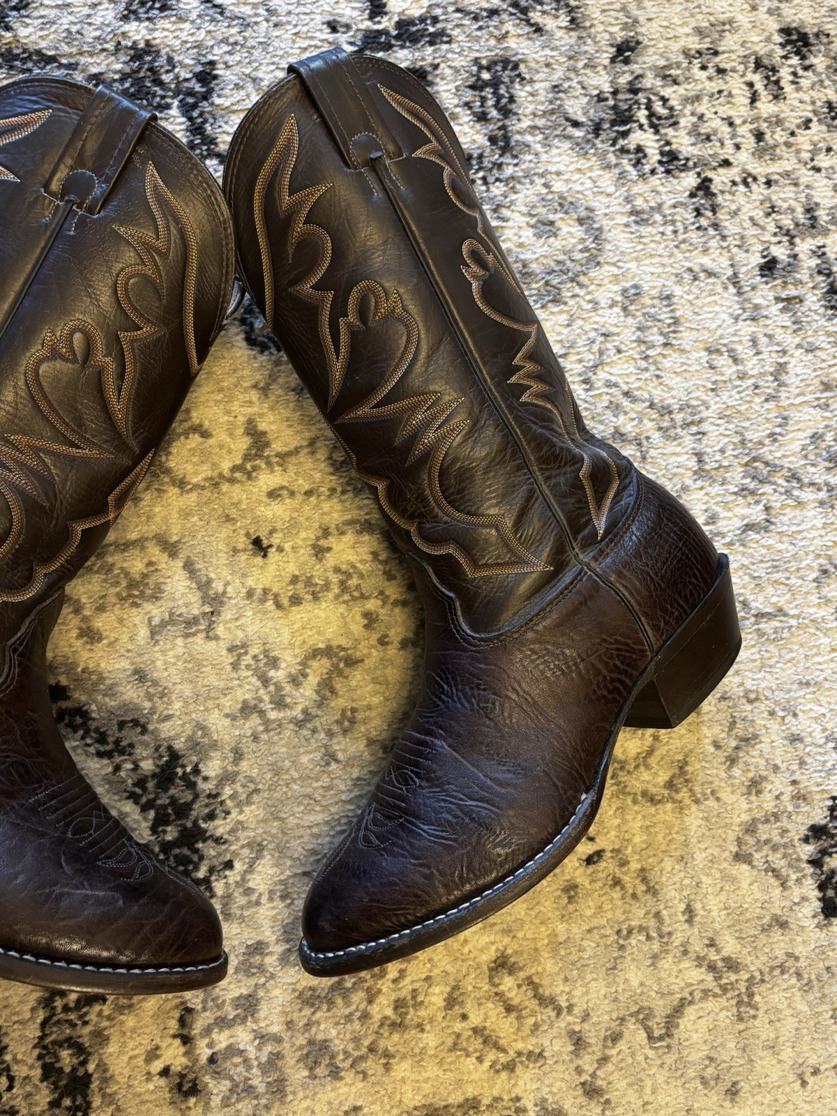 Larry Mahan Nocona Texas Brown Bullhide Leather Mens Size 10 XE Cowboy Boots