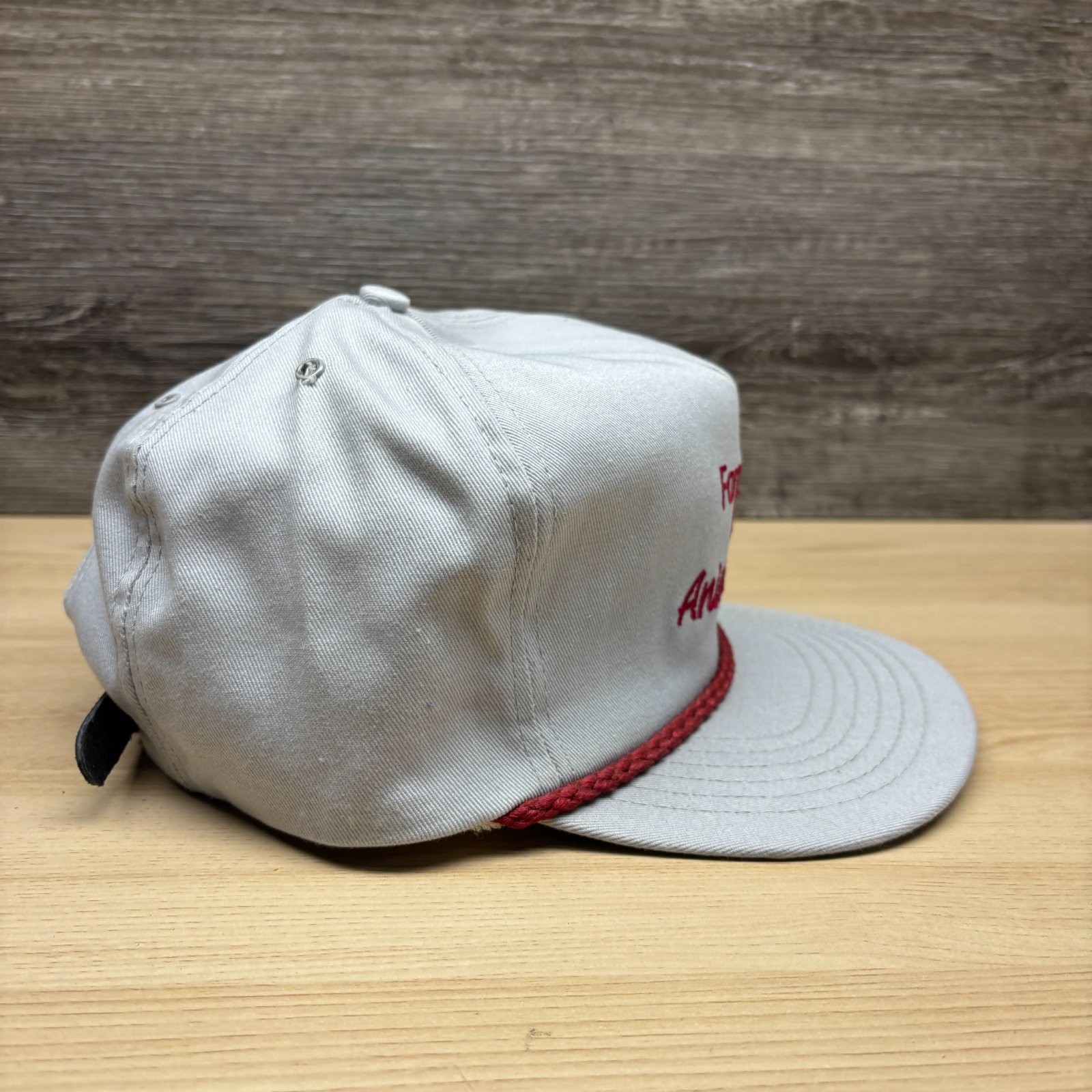 Vintage Farmland COOP Hat Cap Strap Back Gray Red Rope Animal Health Advertising
