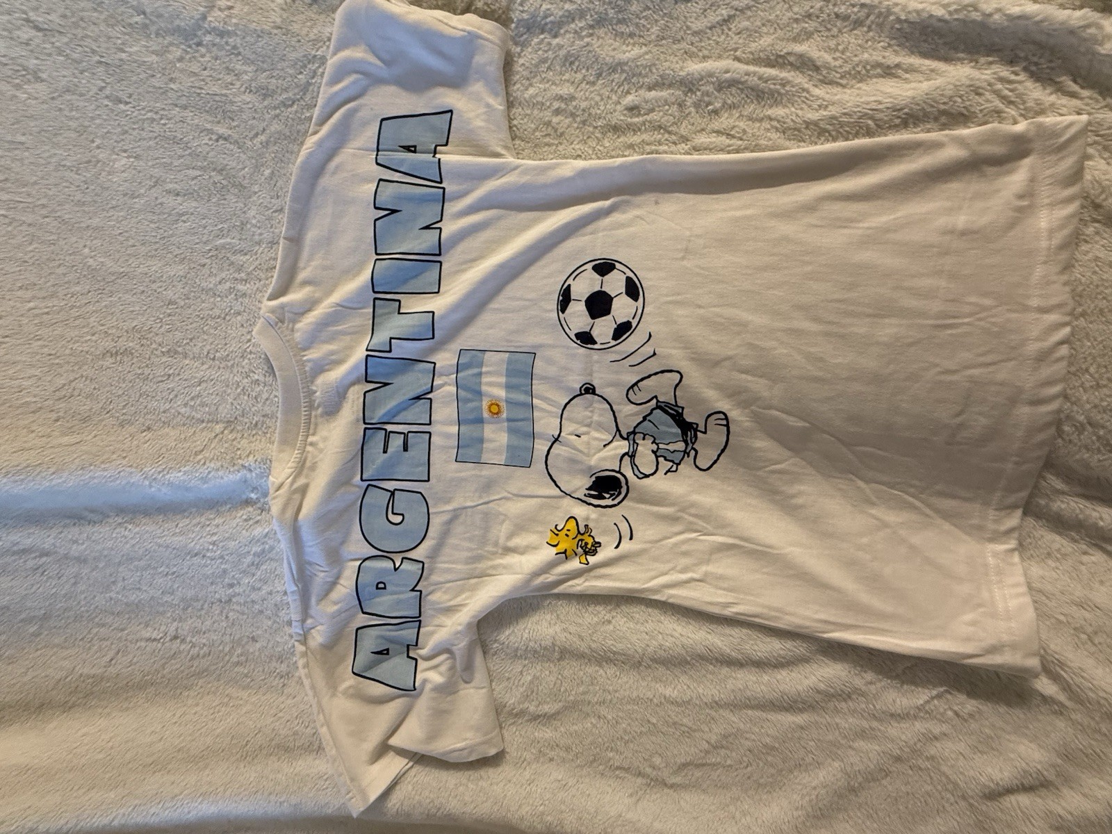 Peanuts Snoopy Argentina Soccer Graphic White Tee Crew Neck M