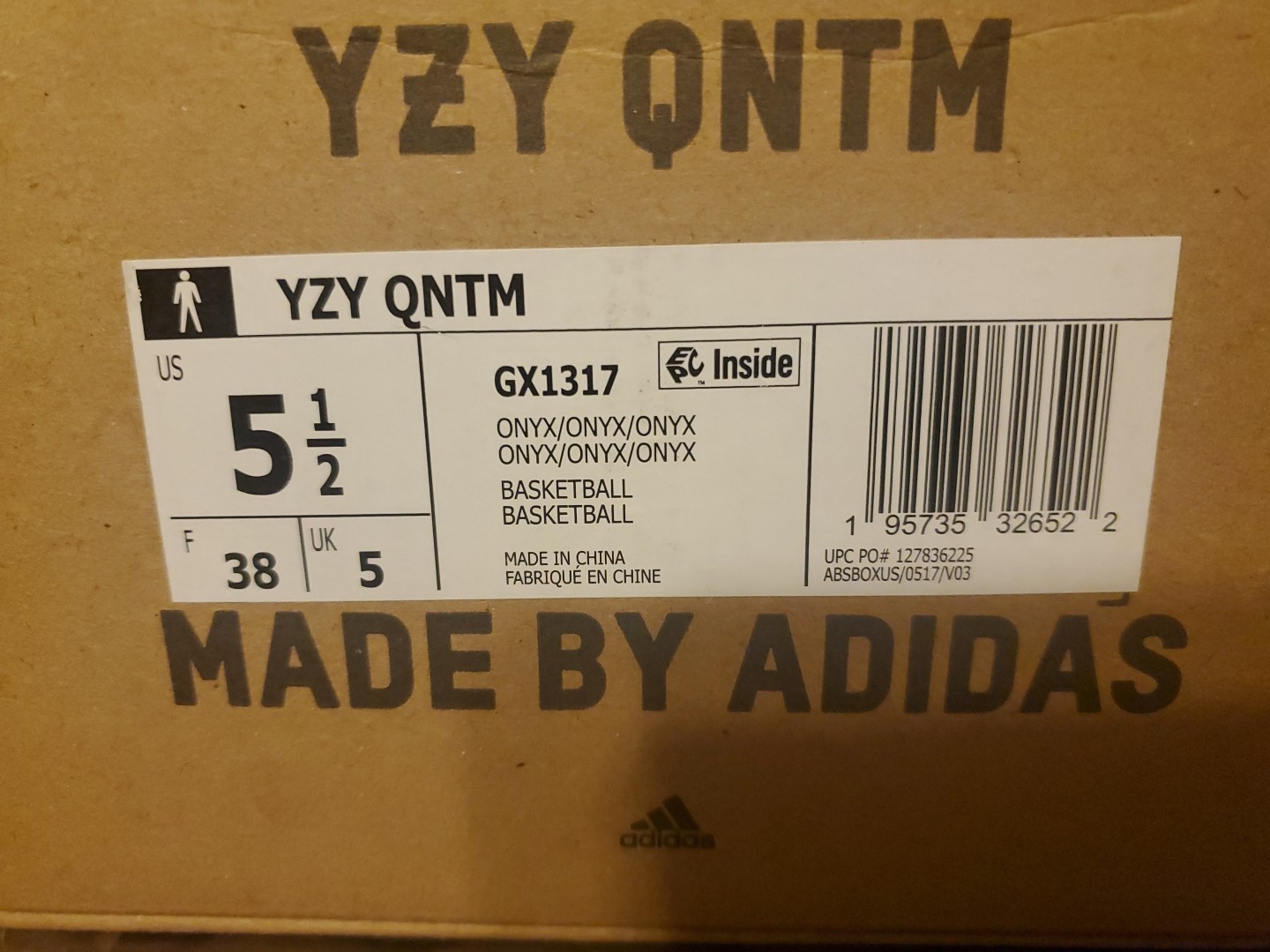 Adidas Yeezy Quantum Onyx GX1317 Basketball Size 5.5 NIB