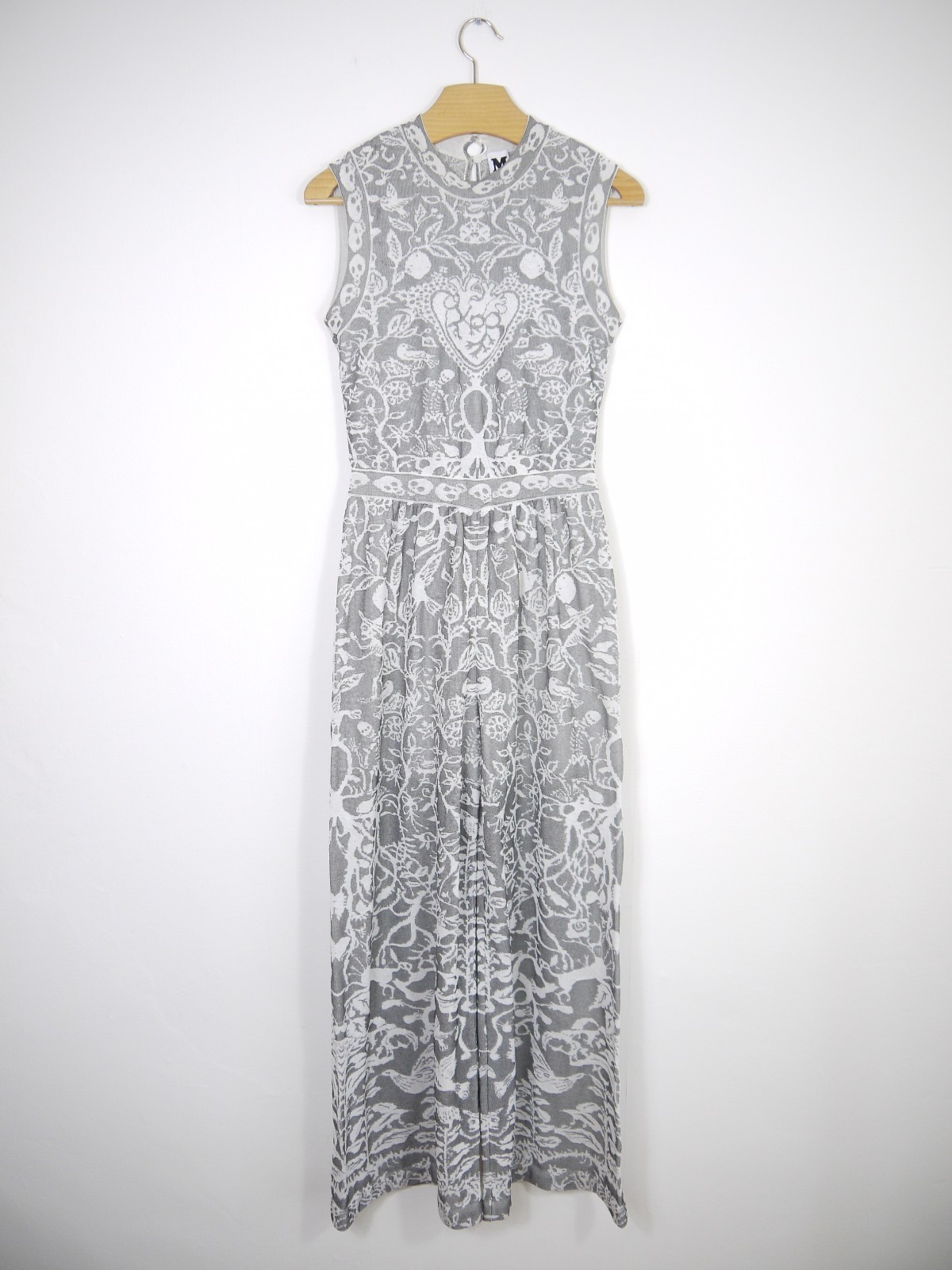 Missoni Jumpuit Grey Wide Leg 2015 Summer RTW Skull Knit Sleeveless Size 10
