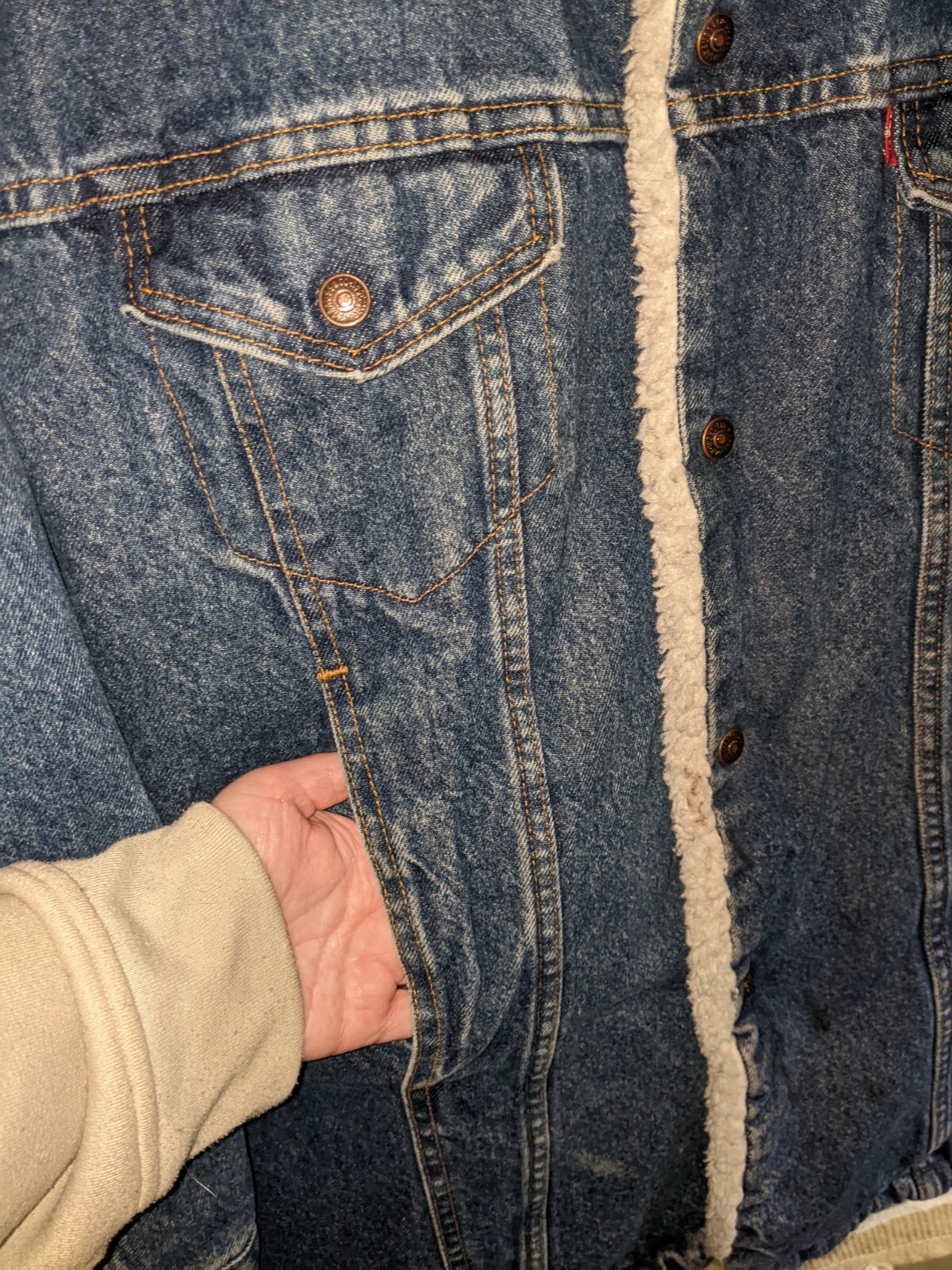 Levi’s San Francisco XL Jacket Dark Denim Sharpa Lined Vintage Winter