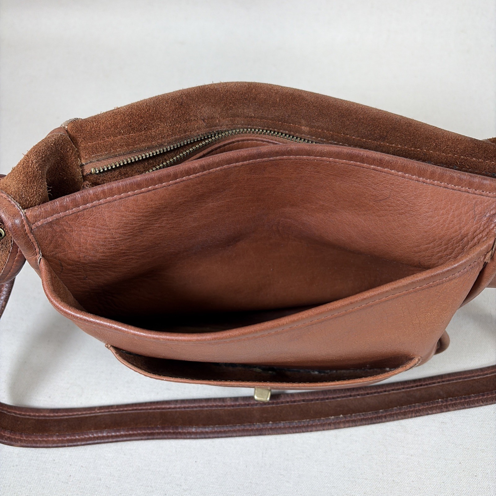 Vintage Coach Stewardess Leather Shoulder Saddle Purse Bag 9525 RARE Tan Brown