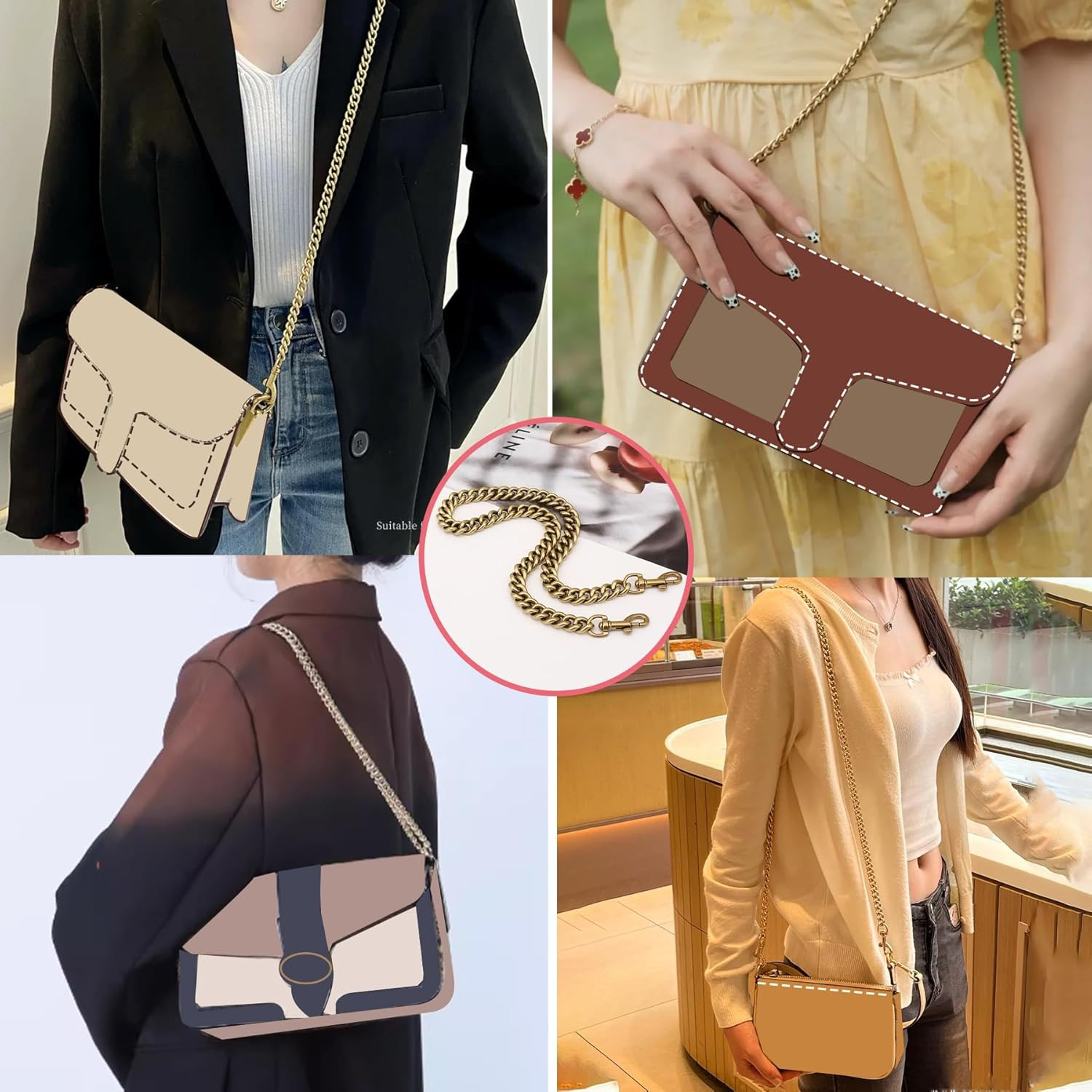 Oaikor Iron Flat Antique Bag Chain Strap for Replacement Purse Shoulder Handbag