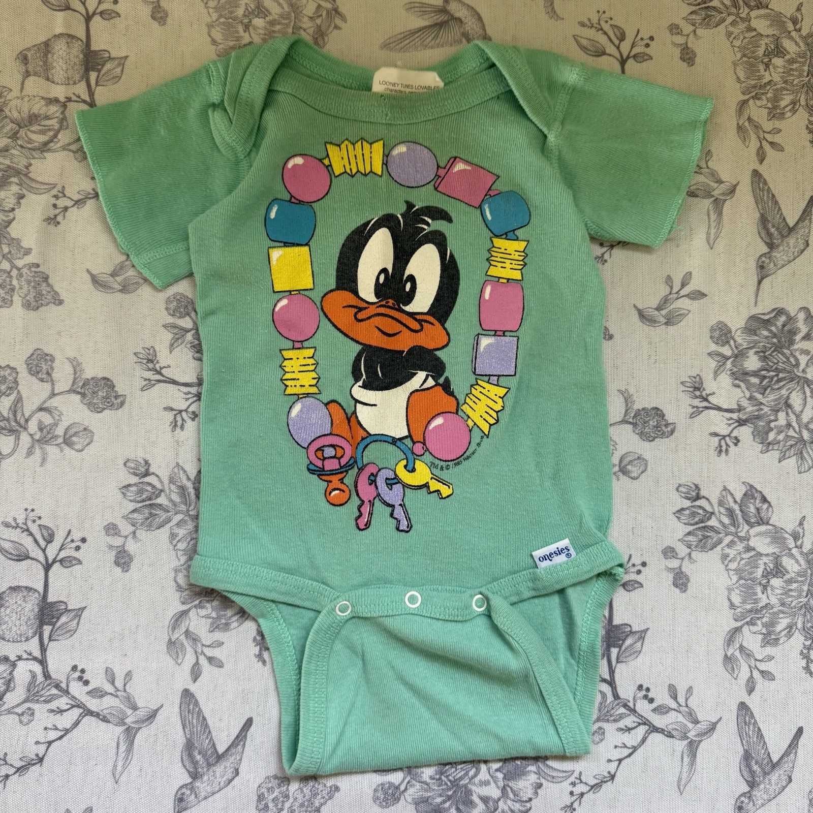 Vtg 90s Baby Looney Tunes Lovables Romper 0-3 Months Daffy Duck Gerber One Piece