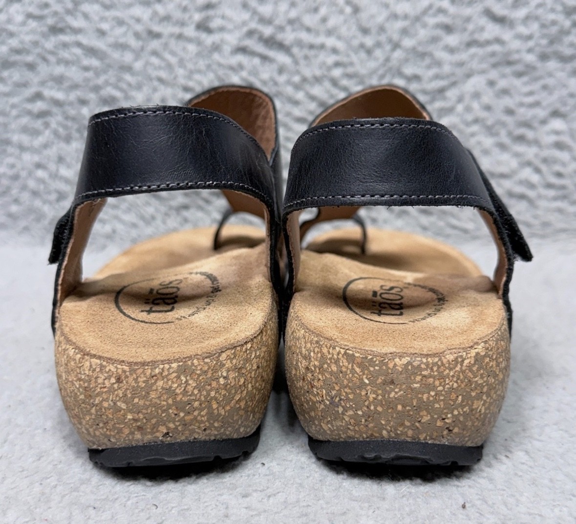 Taos Fame Womens Size 41 US 10-10.5 Sandals Shoes Black Leather Wedge Ankle