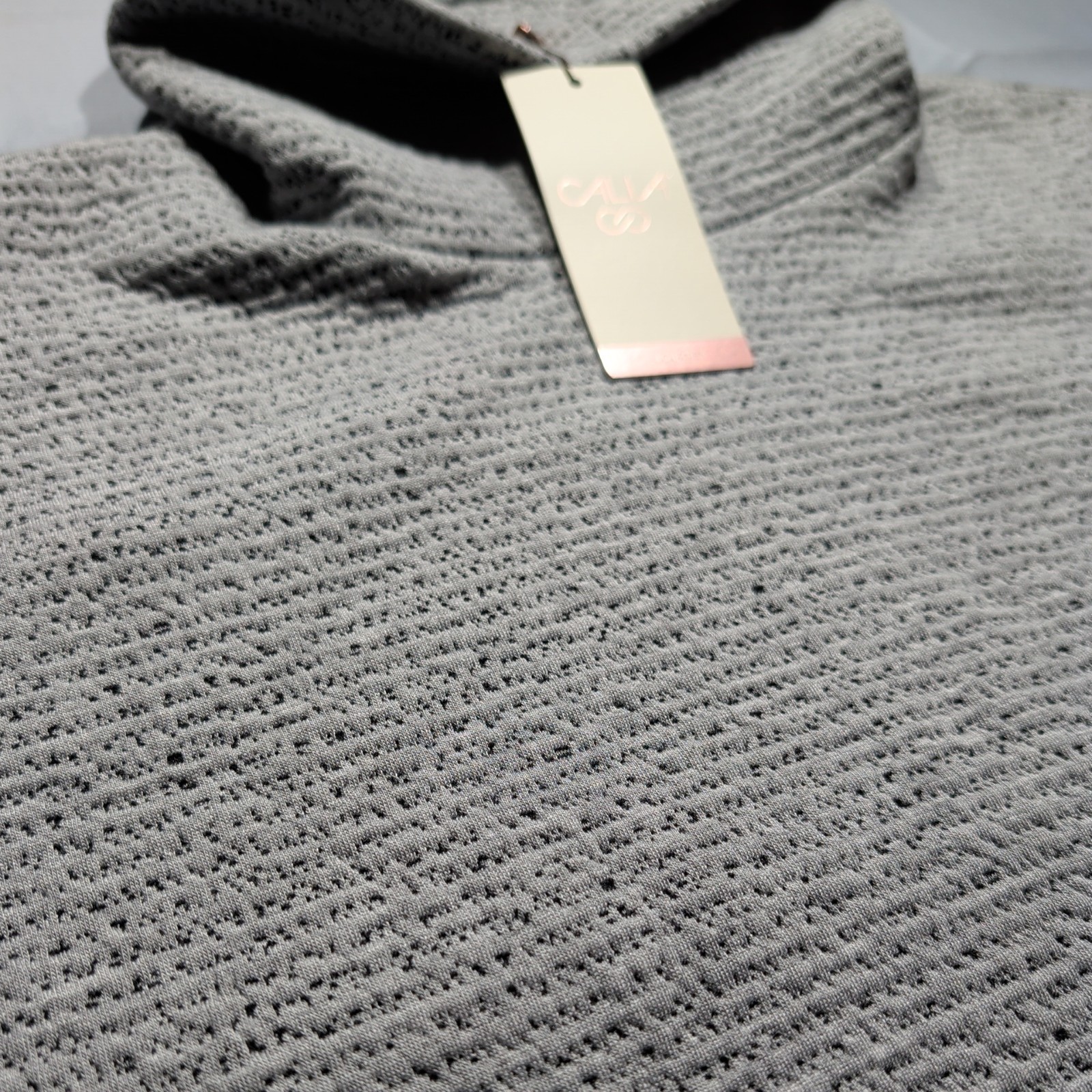 CALIA Lunar Jacquard Funnel Neck Sweater Size Large Heather Gray