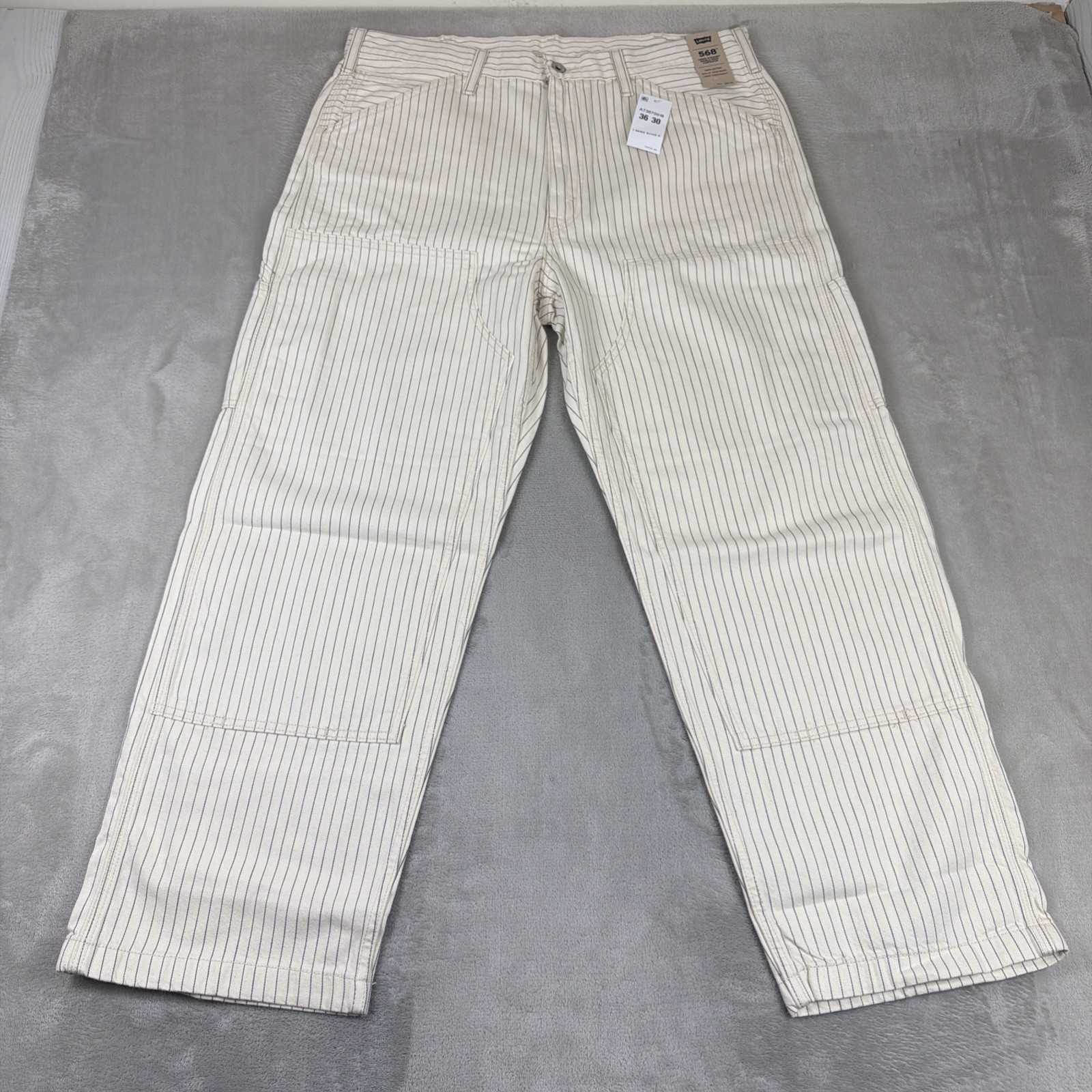 Levi’s 568 Carpenter Jeans Men’s Size 36×30 Hickory Stripe Workwear Loose Fit