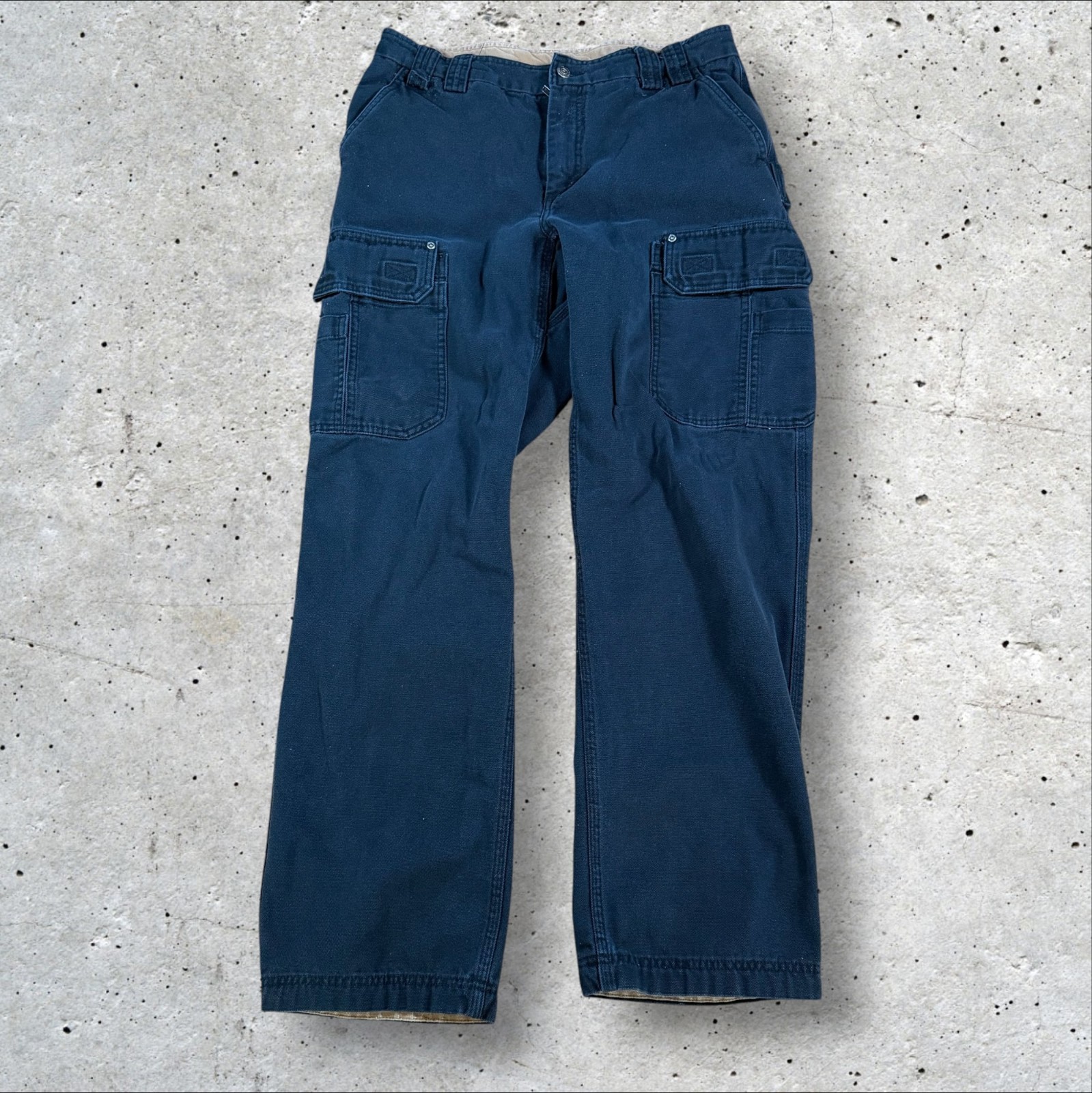 Duluth Trading Co Pants Mens 35×34 Blue Canvas Carpenter Cargo Workwear Work