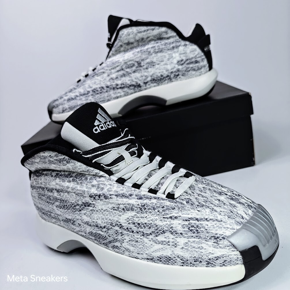 Adidas US 11.5 Men’s White Black Silver Snakeskin Rare Retro Crazy 1 GY2405 NIB