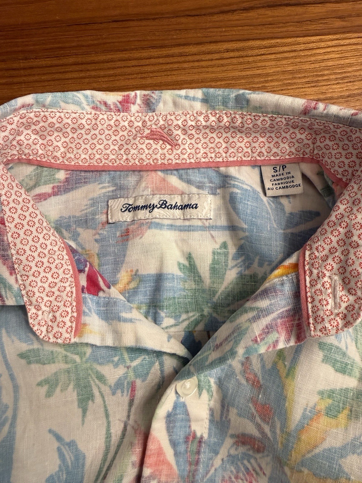 Tommy Bahama Reverse Print Linen Blend Tropical Palm Shirt Women’s Small