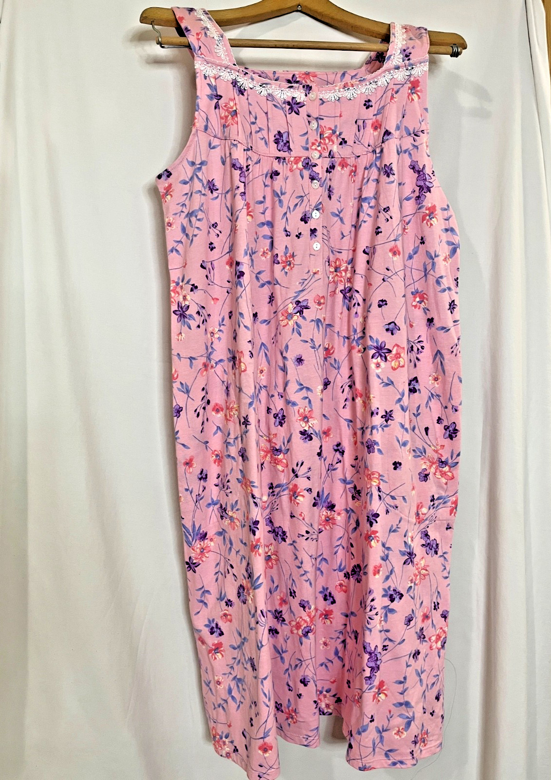 Aria Nightgown Women’s Size M, 3X 100% Cotton Sleeveless Square Neck Floral New