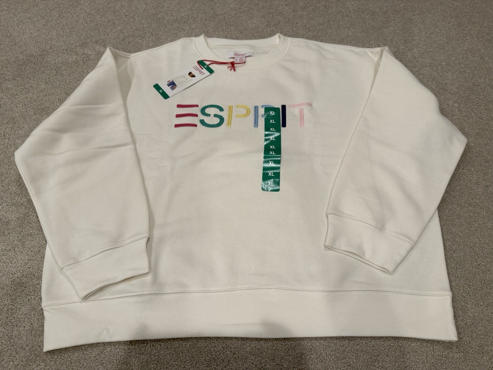 ESPRIT Sweatshirt White Green Blue Retro Logo Size XL X-Large Women’s – 3 Pack