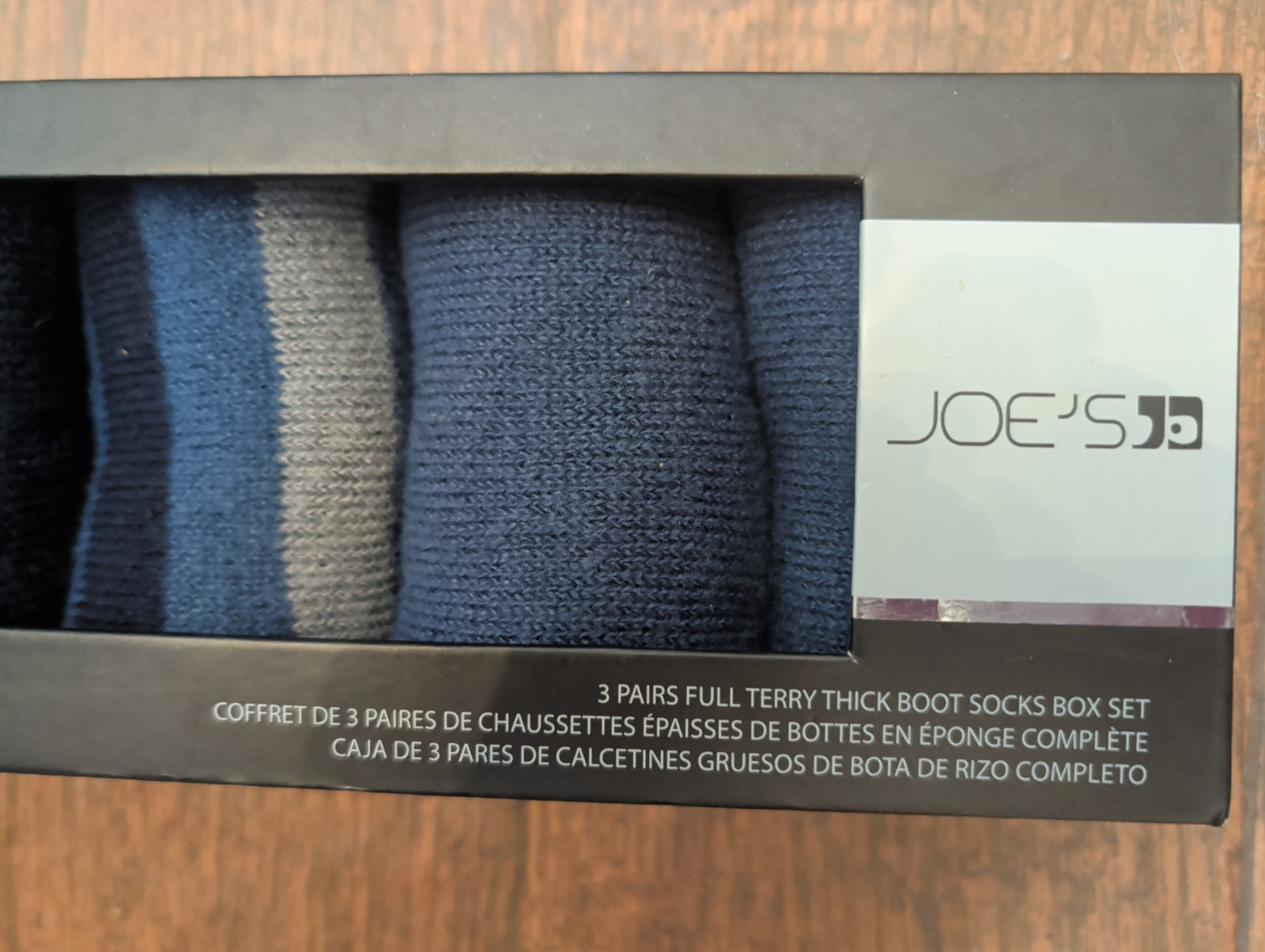 Joes Jeans Mens 3 Pairs Assorted Blue Colors Full Terry Thick Boot Socks Box Set