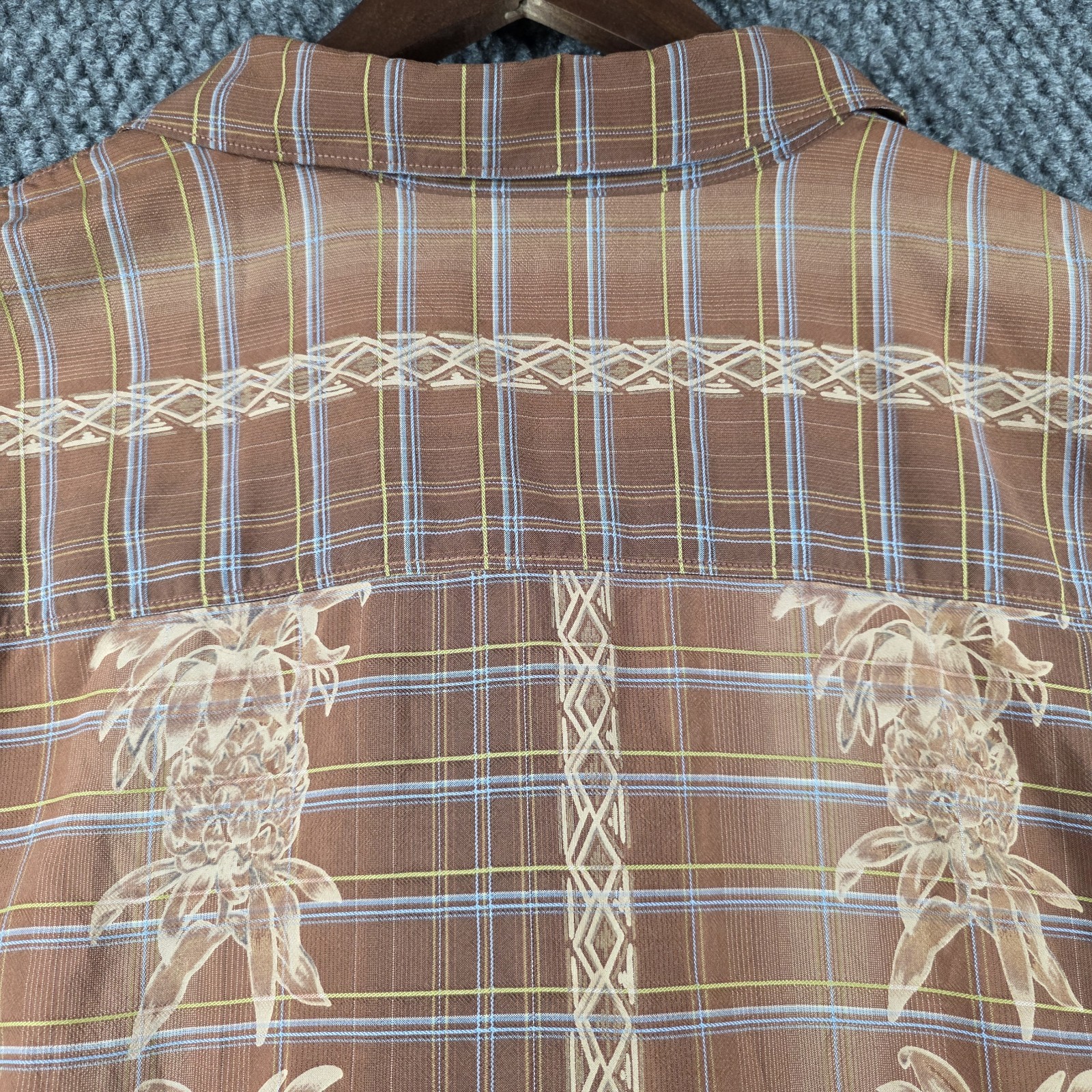 Vintage Tommy Bahama 100% Silk Aloha Shirt Mens XXL Brown Hawaiian Pineapple 90s